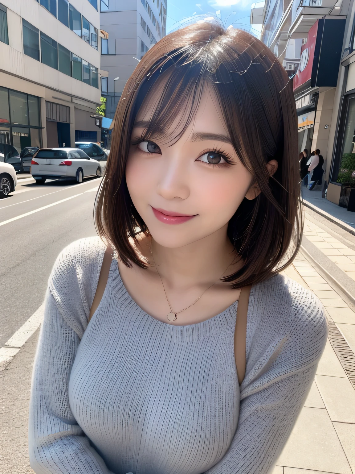 masutepiece, Best Quality, Illustration, Ultra-detailed, finely detail, hight resolution, 8K Wallpaper, Perfect dynamic composition, Beautiful detailed eyes, doress,Medium Hair, mid-chest, Natural Color Lip, Random and sexy poses,Smile,Osaka，20 years girl，Cute