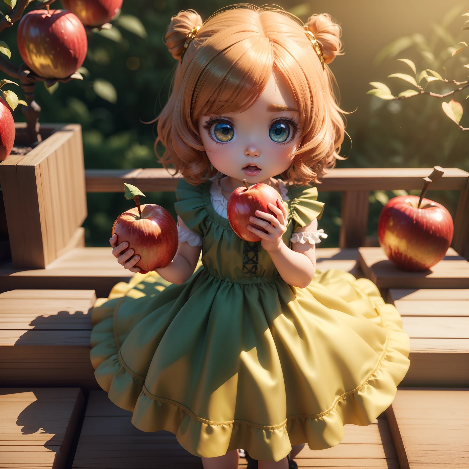 Cute little boy,dolls,Lying on an apple tree,Laid back,Cool