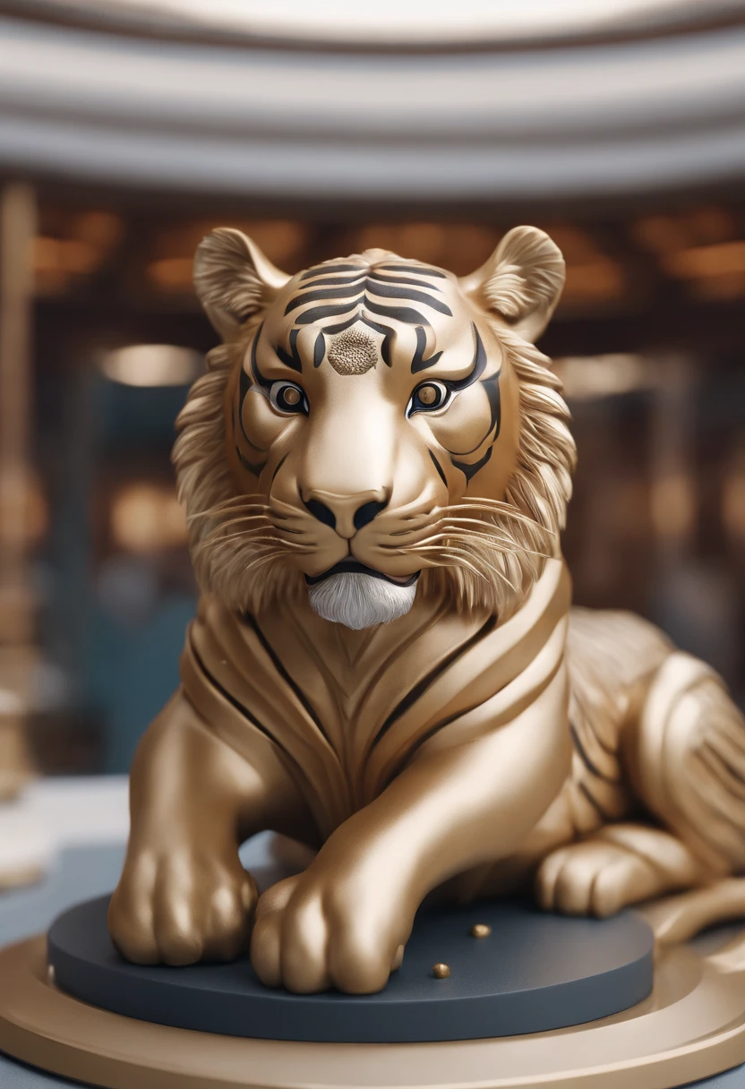 Chinese mythology,Anthropomorphic Tiger anomalies,Cartoon Nipp,voluminetric lighting,simplebackground, Best quality, C4D, blender, 3D model of Behans, Pinterest,toys,Advanced color system with pure white background,view the viewer, super detailing, Clean background, Mockup blind box fashion blind box toy, high resolution,A lot of detail.by Pixar,Fashion trends Horse animals