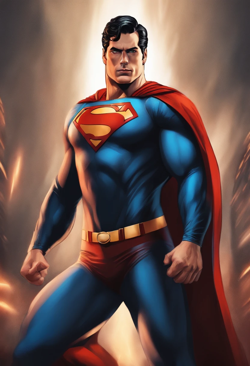 PORTRAIT, SUPERMAN COM CARA DE ASSUSTADO, ANIMATED SERIES, EM UM FUNDO ANGAJADOR E CHAMATIVO PARA UMA THUMBNAIL