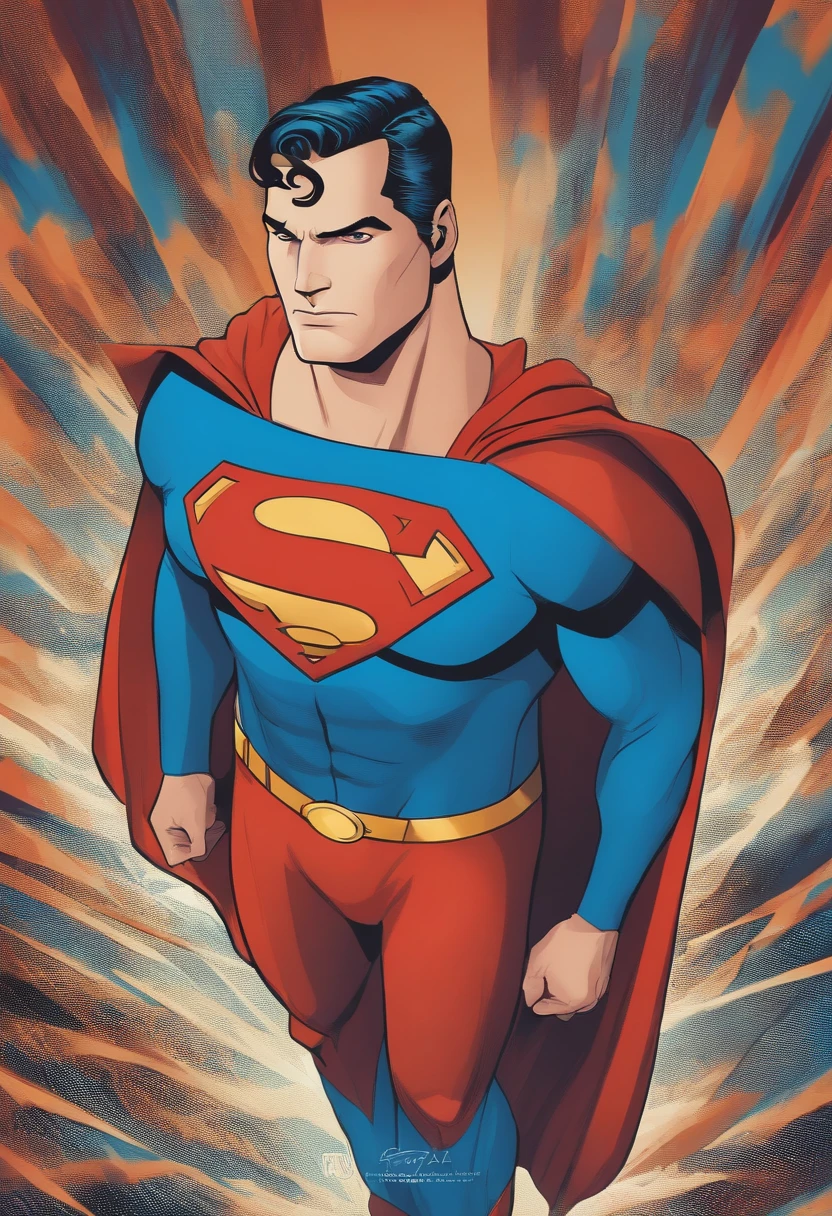 PORTRAIT, SUPERMAN FROM THE ANIMATED SERIES COM CARA DE ASSUSTADO, EM UM FUNDO ANGAJADOR E CHAMATIVO PARA UMA THUMBNAIL