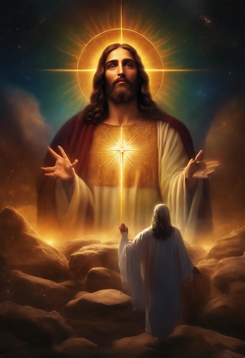 Jesus Cristo, saindo da tumba cores muito brilhantes, light particles, com luz brilhante, Mshiff, Arte do papel de parede, Papel de parede UHD