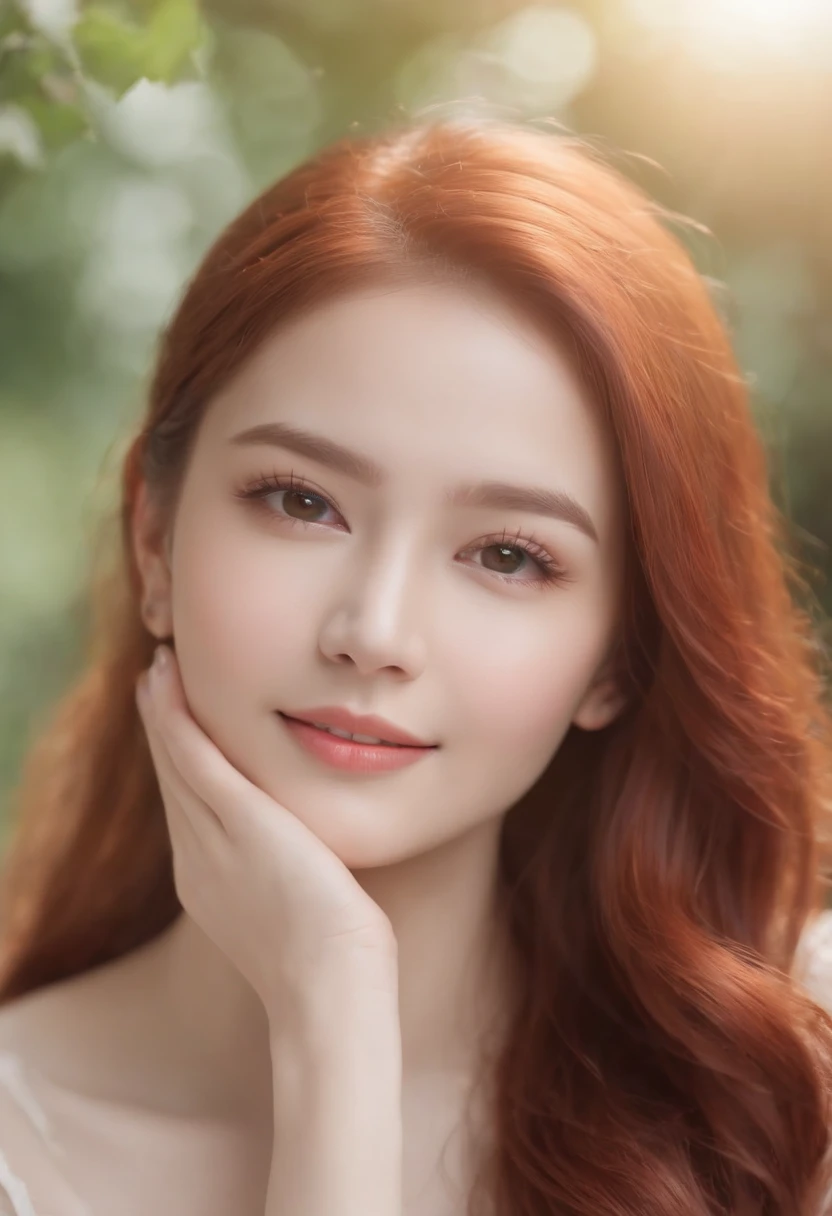8K HD video, A young woman with unusual beauty is the central focus. Her red hair, Long and smooth, Cascade shoulders and back, It seems to glow like a ruby thread in the light. His light brown eyes are deep and expressive, Capture the light dancing around you、Exudes calming joy. Fair and snow-white skin, Gentle contrast with bright hair, Looks like glowing porcelain.
She had an infectious smile on her lips, Reveal perfectly white teeth, It is implied that she is in a moment of pure bliss. The smile is appealing、Can illuminate any environment around you. His facial features are soft and angelic, As if by the hand of God.
An aura of youth and eternal beauty surrounds her, Emphasize the uniqueness of its appearance,. She seemed to be immersed in moments of pure pleasure, The eyes shine with enthusiasm and positivity. The soft light around her was、The emphasis seemed to follow her magical atmosphere, Create an unforgettable portrait of a young woman,Her beauty and happiness are truly unique and attractive.