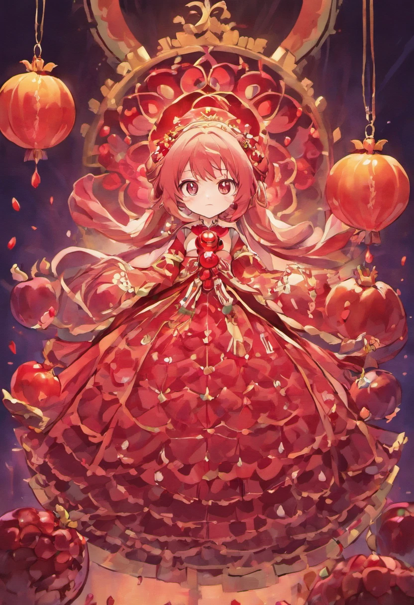 Generate a cartoon pomegranate doll
