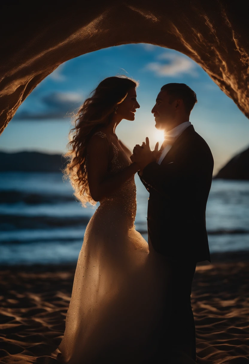 cinematic images,Romantic couple kissing in the wind,Menino de cabelos pretos,Menina com cabelo platinado,estrelas brilhantes,efeitos de brilho,Heart-shaped bubbles,a noite,Em um navio de cruzeiro,The face is clear and precise,detalhe no rosto,super-fino,Beachside,16k resolution,alta qulidade,cinemac lighting,alto detalhe da imagem,dynamic viewing angle,pelos pubianos detalhados,epic shot,oc renderizado