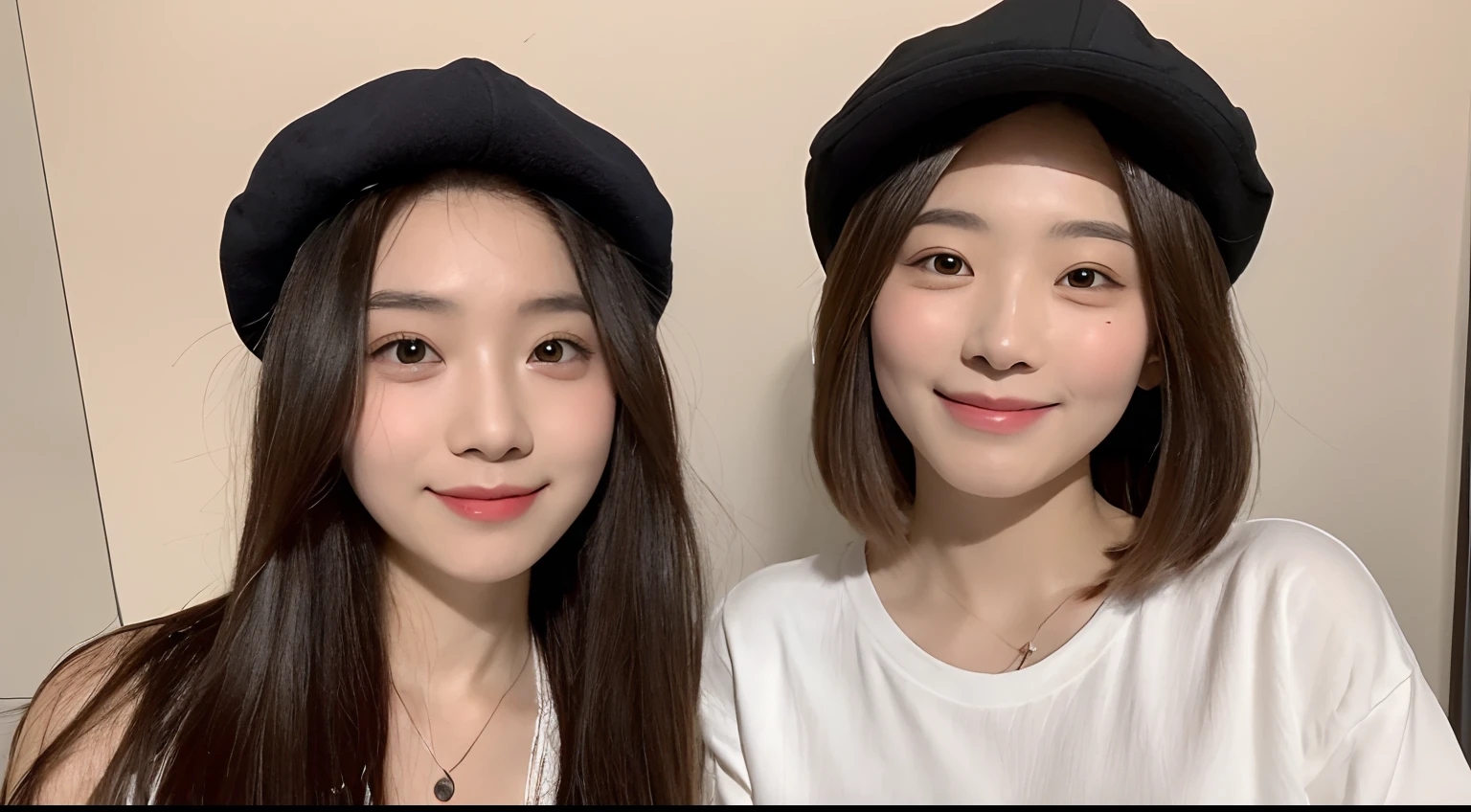 ((Best Quality, 8K, masutepiece: 1.3)), (Newsboy Hat: 1.3), Focus: 1.2, Perfect Body Beauty: 1.4, Buttocks: 1.2, (Layered Haircut: 1.2)), (Dark Street: 1.3), Highly detailed face and skin texture, Full body, Fine eyes, Double eyelids, Whitened skin, Long hair, (Round face: 1.5), (Loose crop top, Shorts: 1.6)、Smile with closed mouth