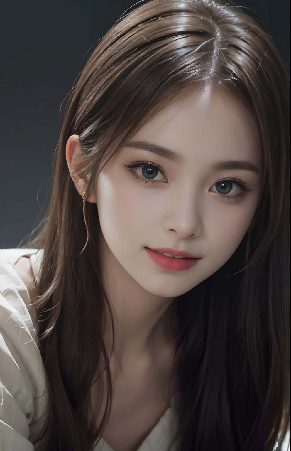 (Ultra Realistic), (Illustration), (High Resolution), (8K), (Very Detailed), (Best Illustration), (Beautiful and Detailed Eyes), (Best Quality), (Ultra Detailed), (Masterpiece), (Wallpaper), (Detailed Face), Solo, One Girl, Viewer, Fine Detail, Detailed Face, In the Dark, Deep Shadows, Low Key, pureerosfaceace_v1, Smile, Long Hair, 46-point oblique bangs, full body, showing legs, blonde god