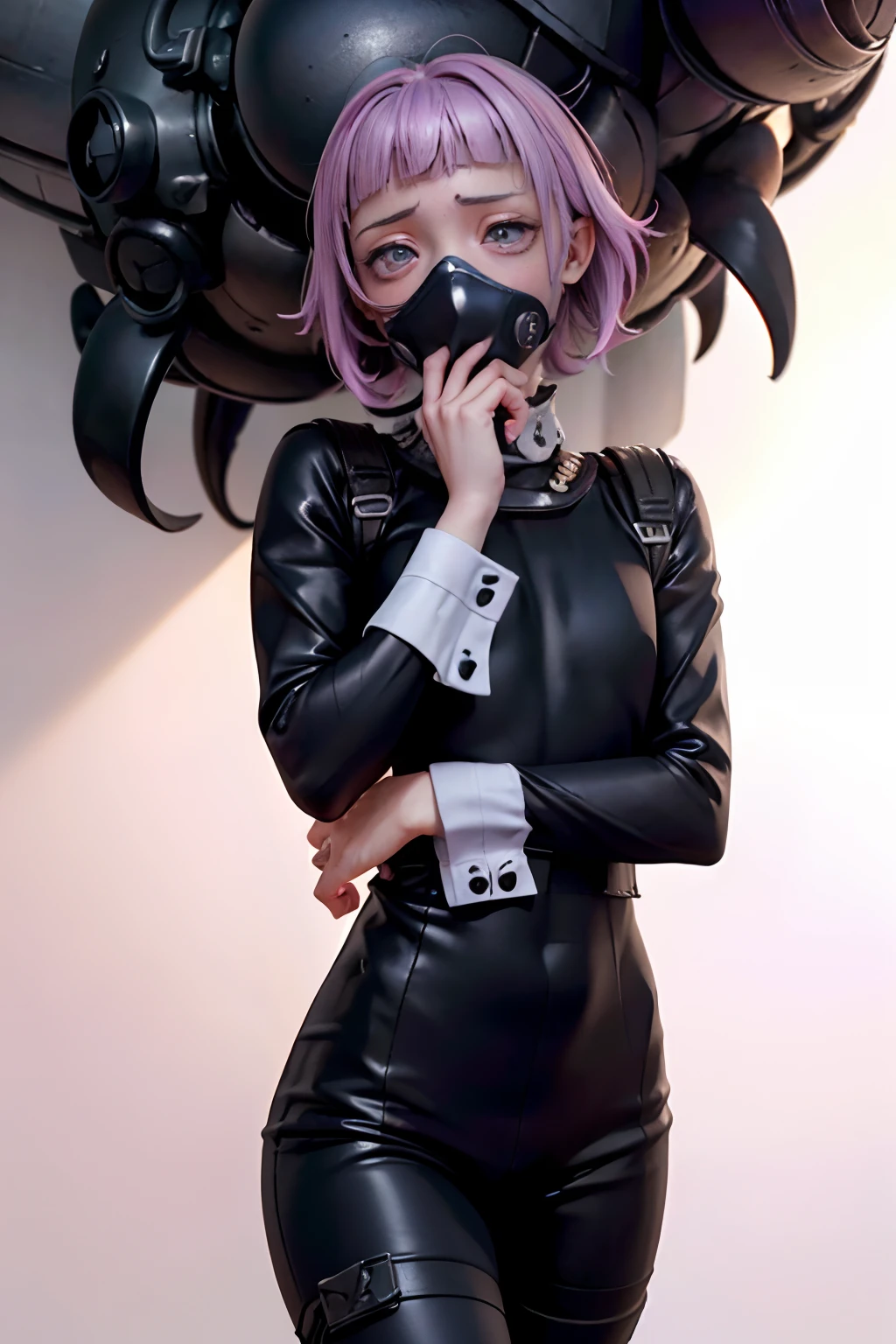 Que tengas ropas militar de soldado de combate y tengo una mascarilla de gas ( and his eyes come out well formed also his face and his hands ( que tenga ropa militar (soldado de combate)2.5D Anime realista sus (por el Morado) Crona who is who wears a military suit of combat soldier and has a gas mask that the eyes come out well formed that only appears Crona that the eyes and face look malformed the eyes look good