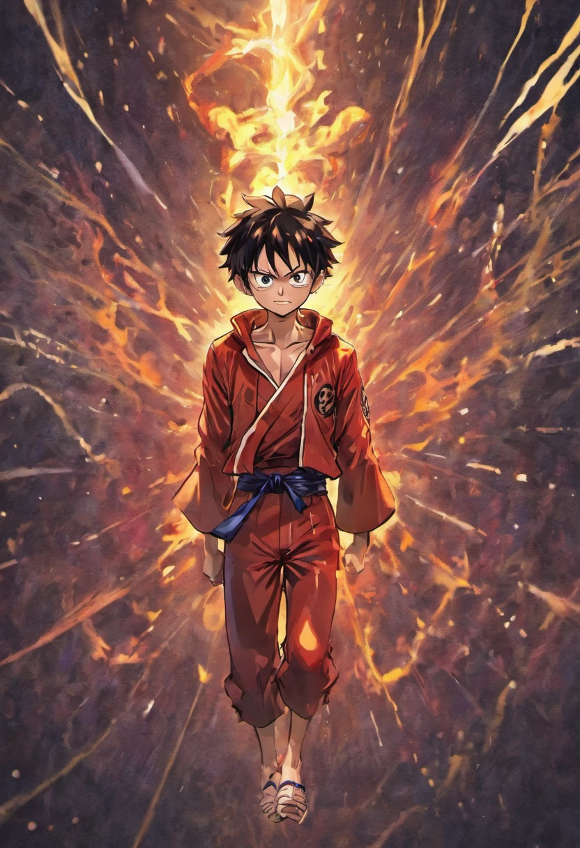 Realistic, detailed, Luffy one piece, wearing Spiderman suit, standing,