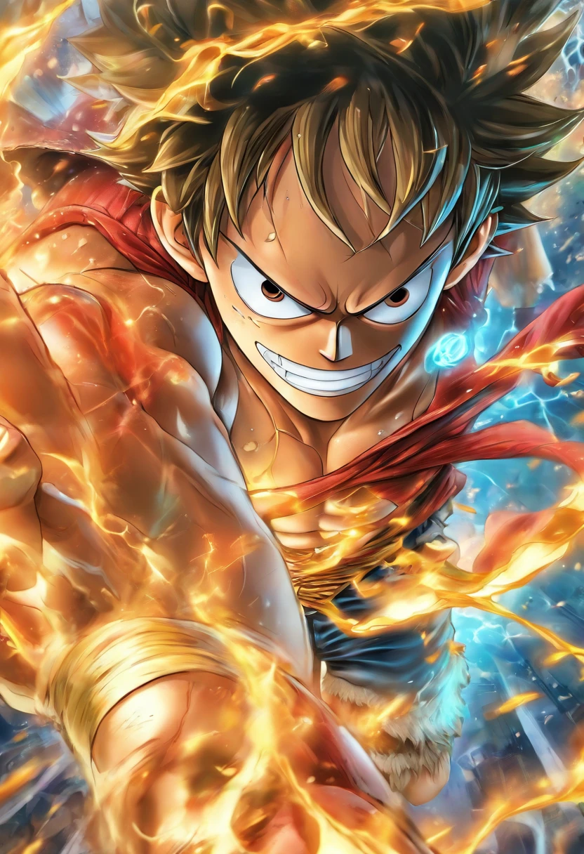 Realistic, detailed, Luffy one piece, wearing Spiderman suit, standing,