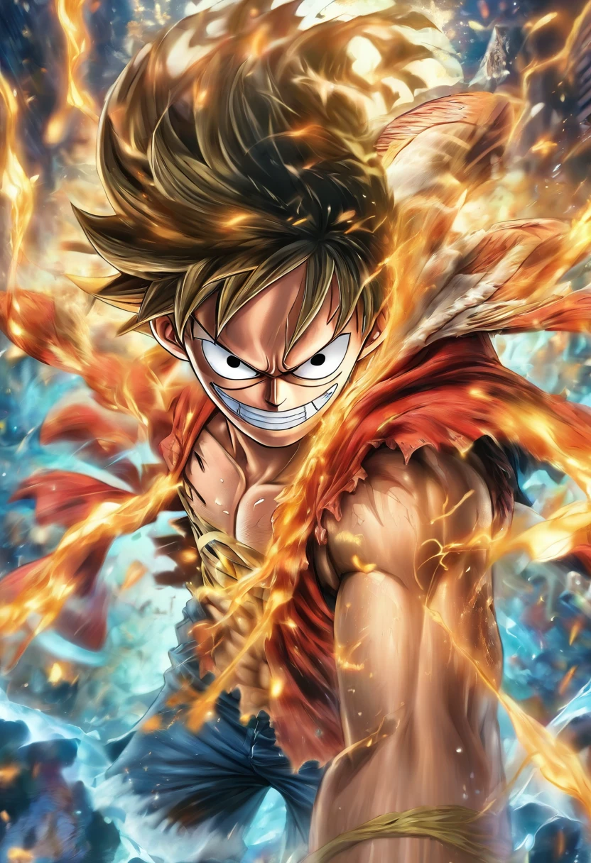 Realistic, detailed, Luffy one piece, wearing Spiderman suit, standing,