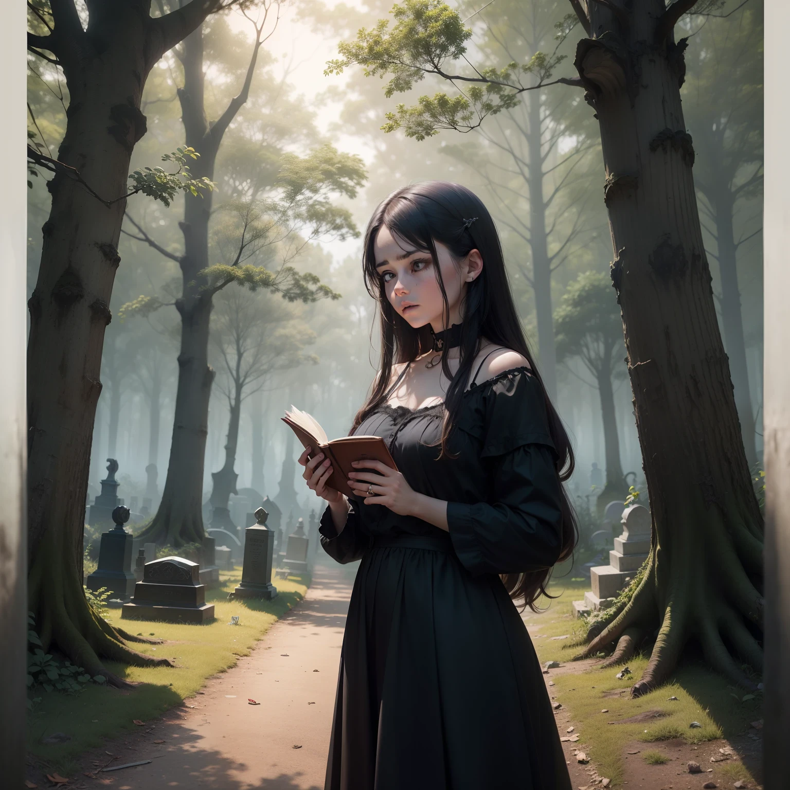 There was a small peaceful town set in the middle of a dense, mysterious forest. Os moradores viviam tranquilos, Until a series of dark events began to happen.

Um dia, um nevoeiro pesado e sinistro envolveu a cidade, enchendo as ruas com uma atmosfera de incerteza e medo. People began to report strange apparitions of shadows that slid down the walls of houses and empty streets at night.

In the beginning, The locals tried to ignore the scary stories and attributed it all to a simple imagination. No entanto, a cada noite que passava, os acontecimentos macabros tornavam-se cada vez mais frequentes e assustadores.

One of the victims of this atmosphere of terror was a young woman named Anna. She woke up every night with the feeling that she was being watched, but he could see nothing but the figure of the shadows moving slowly around him.

Eventualmente, Anna began to feel an overwhelming weight on her body as she tried to sleep, as if something invisible was pressing on his soul. Desesperada, She decided to investigate the origin of these dark apparitions.

Anna began researching the history of the city and discovered an ancient tale about a vengeful spirit that haunted the forest around the city. Segundo a lenda, That spirit had been imprisoned centuries ago, mas agora, por algum motivo desconhecido, estava novamente atormentando os moradores.

Determined to end this curse, Anna decidiu explorar a floresta durante o dia em busca de respostas. While walking among the trees, She found an old abandoned cemetery, where he suspected that the vengeful spirit might be connected.

Anna began to search the graves, desperate for any clue that could help her defeat the evil spirit. Foi quando ela encontrou um velho e misterioso livro coberto de poeira e teias de aranha.

Ao abrir o livro, Anna discovered an ancient spell that, supostamente, could free the imprisoned spirit