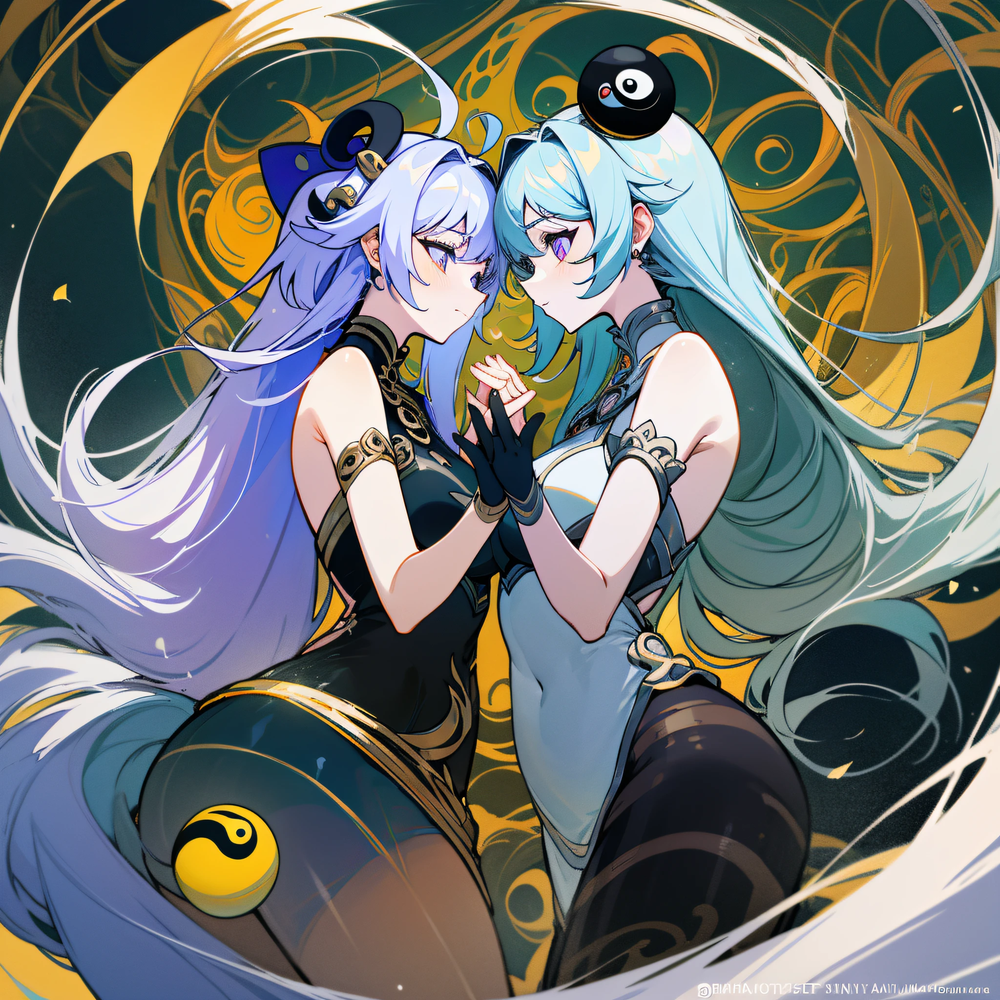 A pintura gerada pela IA do Sea Art retrata uma imagem fascinante de yin yang, (max quality, design requintado, best ilumination, melhor sombreamento), statue of 2 mermaids in the form of Yin Yang, dentro de uma bola de cristal, sob a lua e o sol, bringing to life the harmony and interconnectedness of opposing forces and duality; (Sol e a Lua), (Claro e escuro), (Positivo e negativo), (masculino e feminino). detalhes detalhados e realistas, intrincado, carved in purple and yellow marble, brilhando com luar e luz solar, A perfect balance between light and dark, mystical and serene. dentro de uma bola de cristal, as duas metades: uma negra, representando o yin, e outra branca, simbolizando o yang. These details symbolize the mutual presence of opposing elements in each aspect. While yin contains a small point of yang, Yang also contains a small point of yin, creating a dynamic and harmonious balance. Essa pintura gerada pela IA do Sea Art transmite uma mensagem profunda sobre a dualidade do universo.
