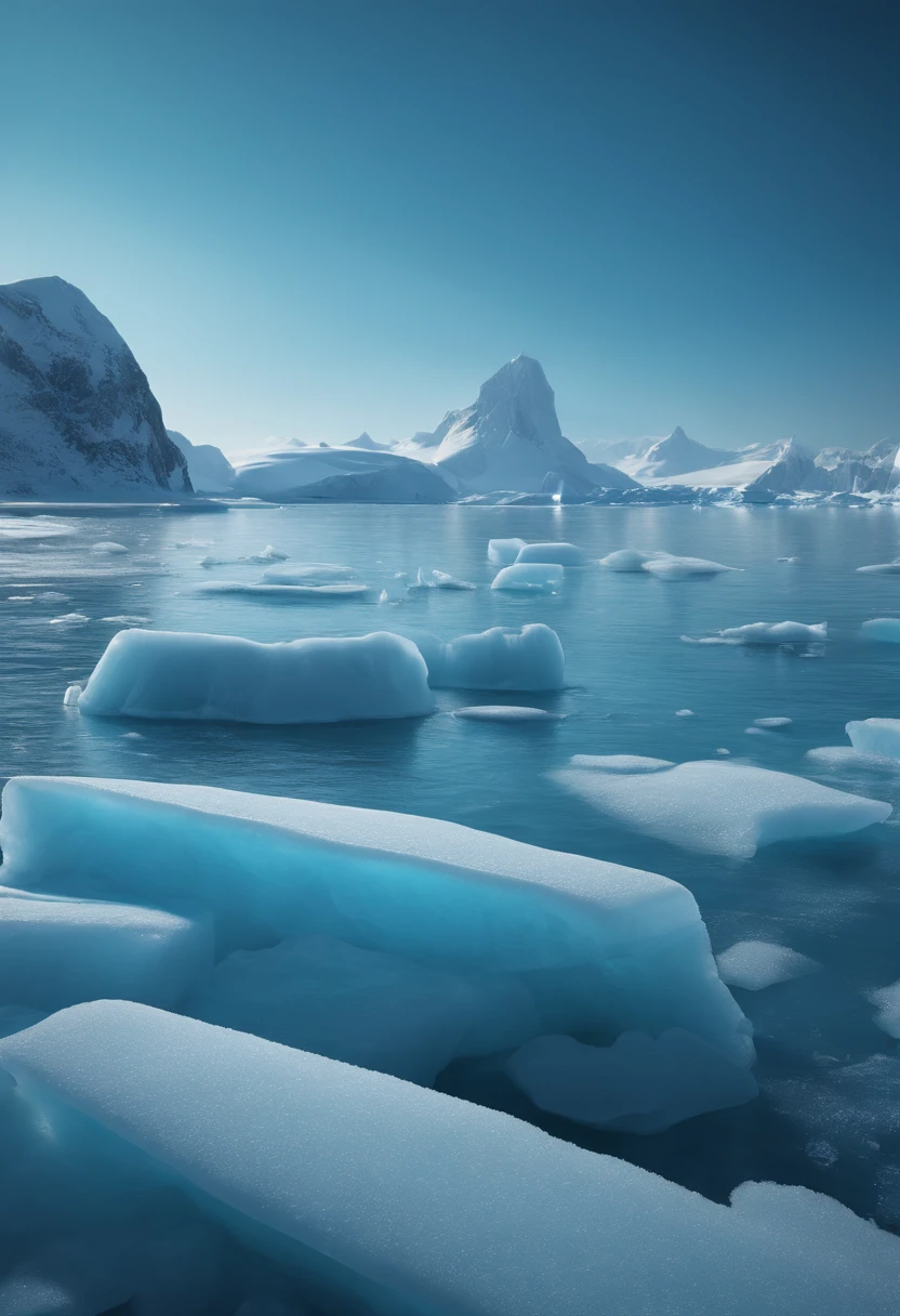 closeup cinematic aquatic scene, pillars of ice background, 3 d render and matte painting, luminescent matte painting, organic matte painting, Icebergs, surreal frozen landscape, animated still, icey tundra background, closeup fantasy with water magic, beautiful composition 3 - d 4 k, Blue-Ice, animated movie still