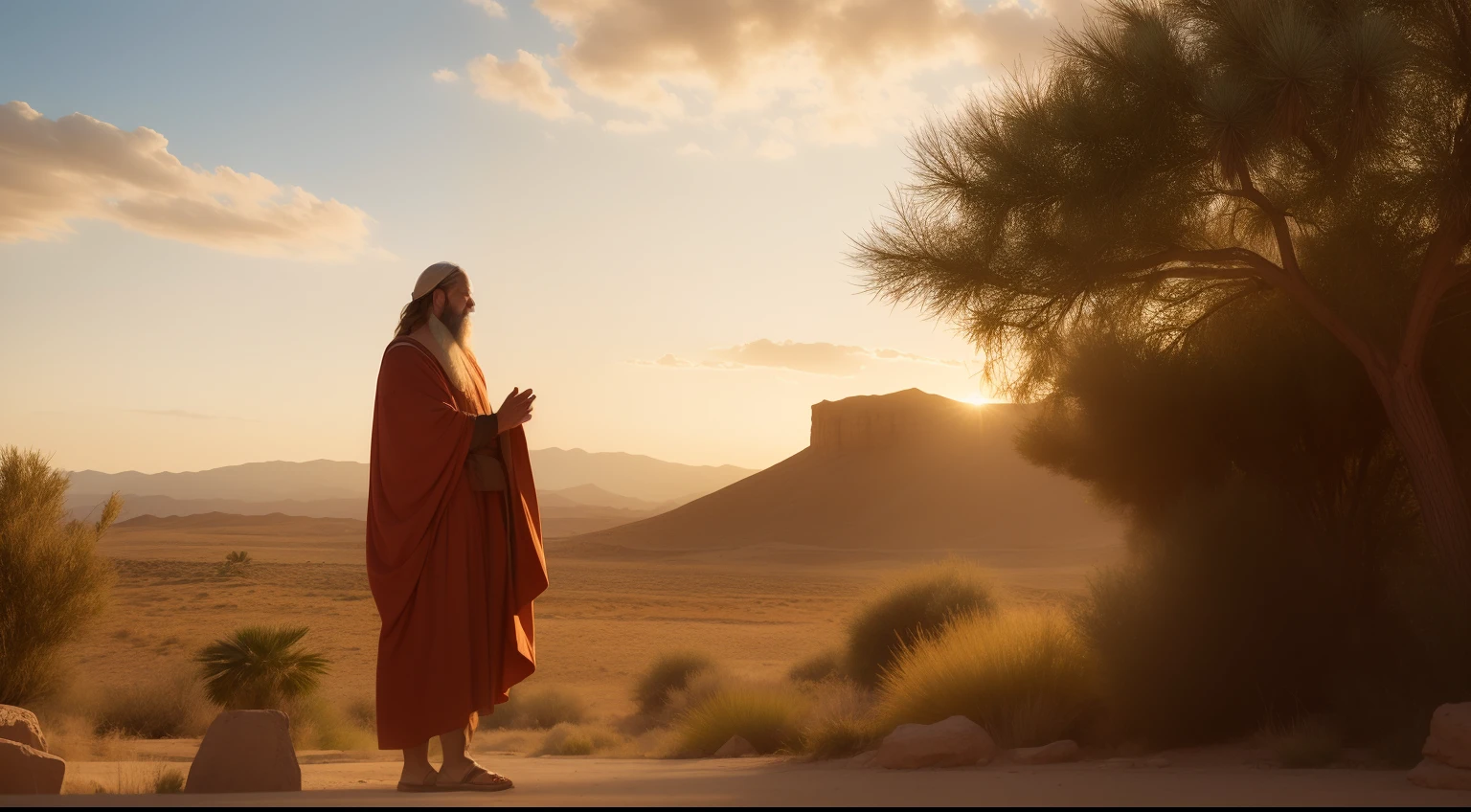 introduction:

An image of Moses with a backdrop in the desert, highlighting its importance in biblical history.
Depiction of an artist of God speaking to Moses at the burning bush.