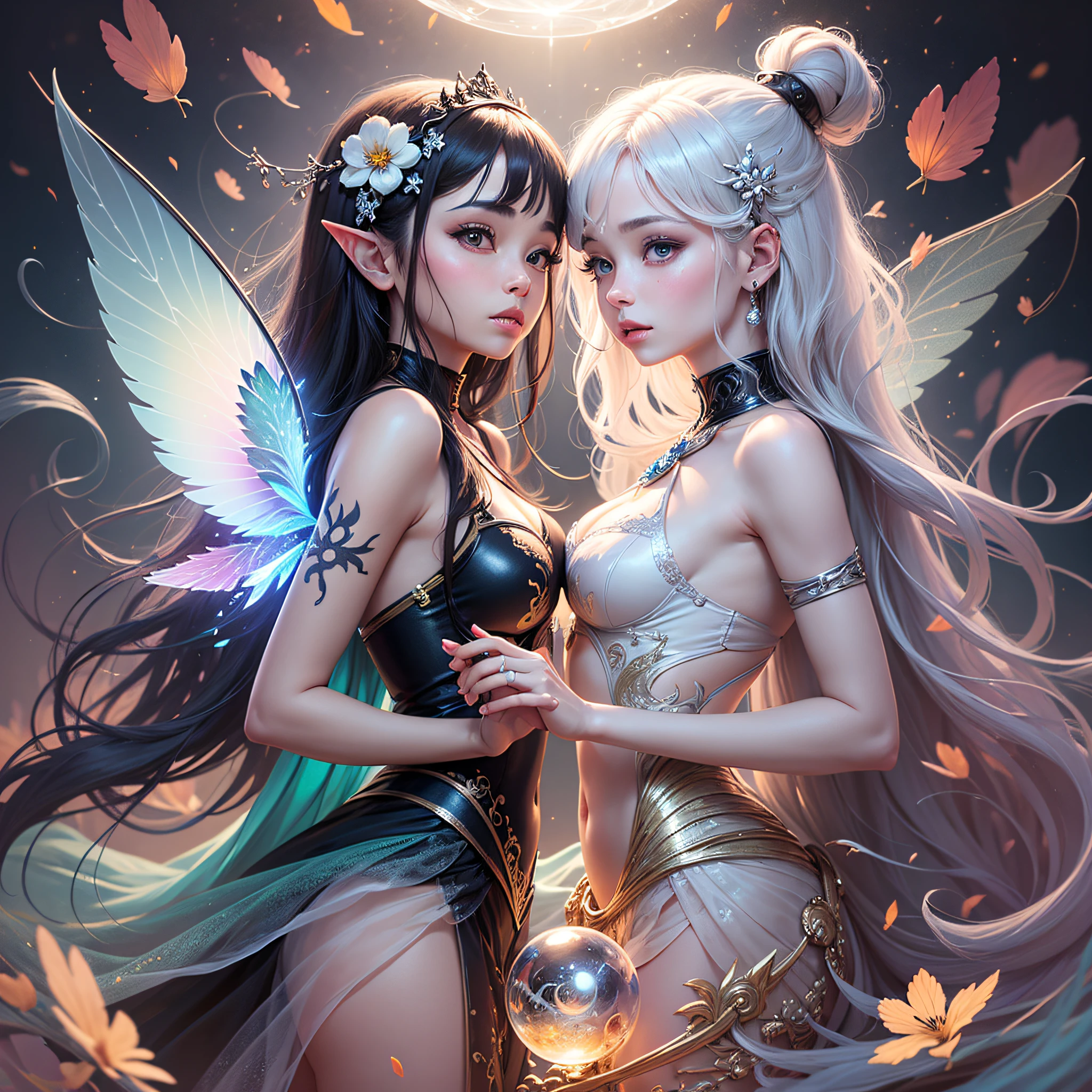 Sea Art's AI-generated painting is a charming image of two beautiful fairies, configuradas dentro de uma bola de cristal, representando o Yin e o Yang. Nessa obra de arte, Creativity and artificial intelligence come together to create a magical and symbolic visual representation.

The two fairies depicted in the painting are delicate and exuberant beings. They have translucent, shiny wings, and her dresses are adorned with intricate and bright details;. Uma das fadas personifica o Yin, with its smooth and serene appearance, enquanto a outra personifica o Yang, with his vivid and energetic presence.

The fairies are positioned inside a crystal sphere, that radiates an ethereal luminosity. The crystal sphere symbolizes the harmony and unity between the opposing forces of Yin and Yang. Through this representation, The painting reminds us of the importance of balance and complementarity in our lives.

The color palette used in the painting is soft and engaging, com tons de azul e rosa, que representam tanto a suavidade quanto a vivacidade. The painting is full of minute details, that give life to the fairies and the crystal sphere, creating a sense of magic and mystery.

Essa imagem de duas lindas fadas dentro de uma bola de cristal, representando o Yin e o Yang, gerada pela IA do Sea Art, nos convida a refletir sobre a dualidade presente em nossas vidas. It inspires us to seek balance between opposing forces and to find harmony within ourselves. It's an image that inspires us to embrace every facet of our personality, to find harmony between opposites and to celebrate the beauty of the dualities that make us unique human beings. It's a reminder that, assim como as fadas do Yin e Yang, We all possess a unique light within us and that, ao honrarmos essa dualidade, podemos nos tornar seres mais completos e realizados.