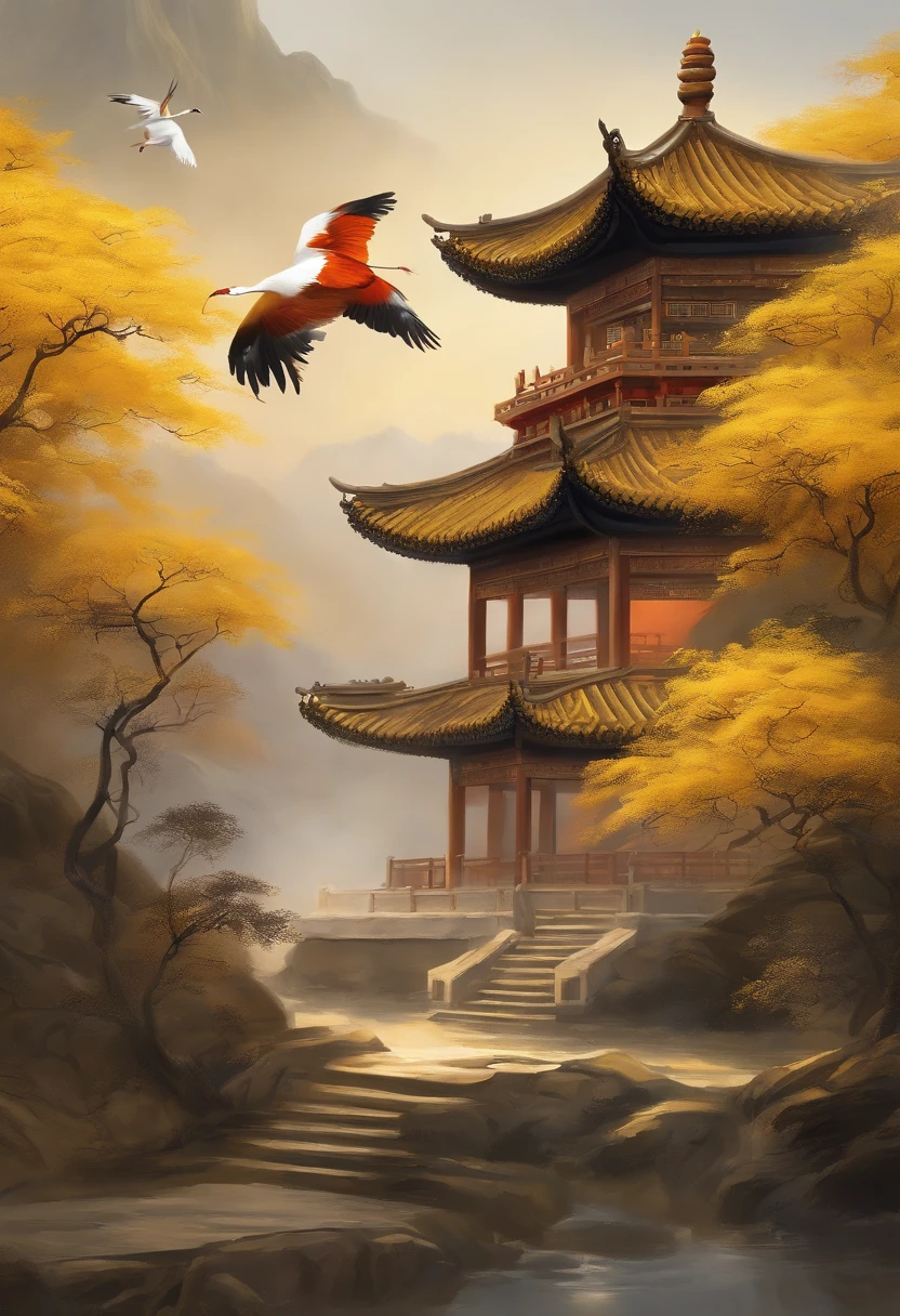 China-style，Traditional culture，Jing Chu，dancer，Traditional chinese painting，Yellow crane tower