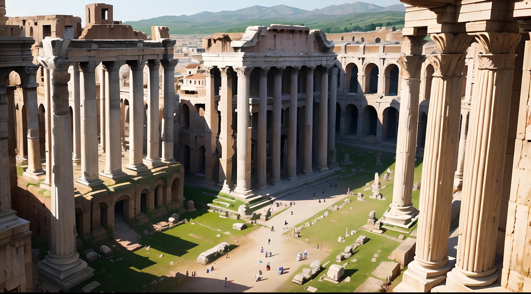 The ancient roman forum full of senators in white togas --auto