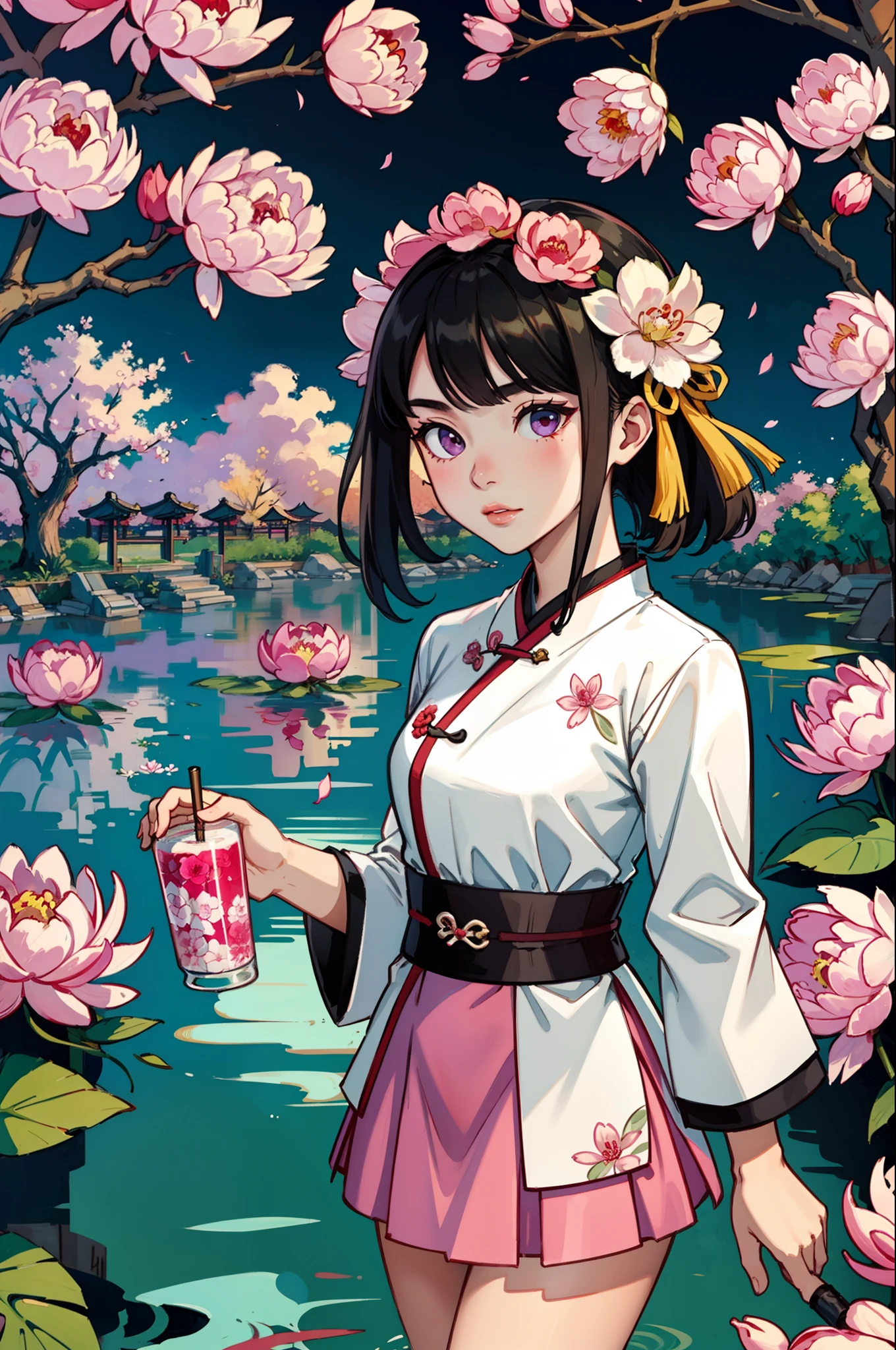 Nongfu Spring,National style girl,peony flower