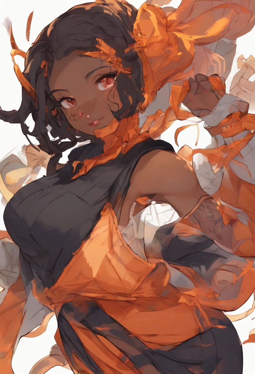 a body shot of a ebony woman as Pin Up Syle, illustration by Ed Blinkey, Atey Ghailan, Studio Ghibli, by Jeremy Mann, Greg Manchess, Antonio Moro, trending on ArtStation, trending on CGSociety, Intricate, High Detail, Sharp focus, dramatic, illustration by midjourney and greg rutkowski
