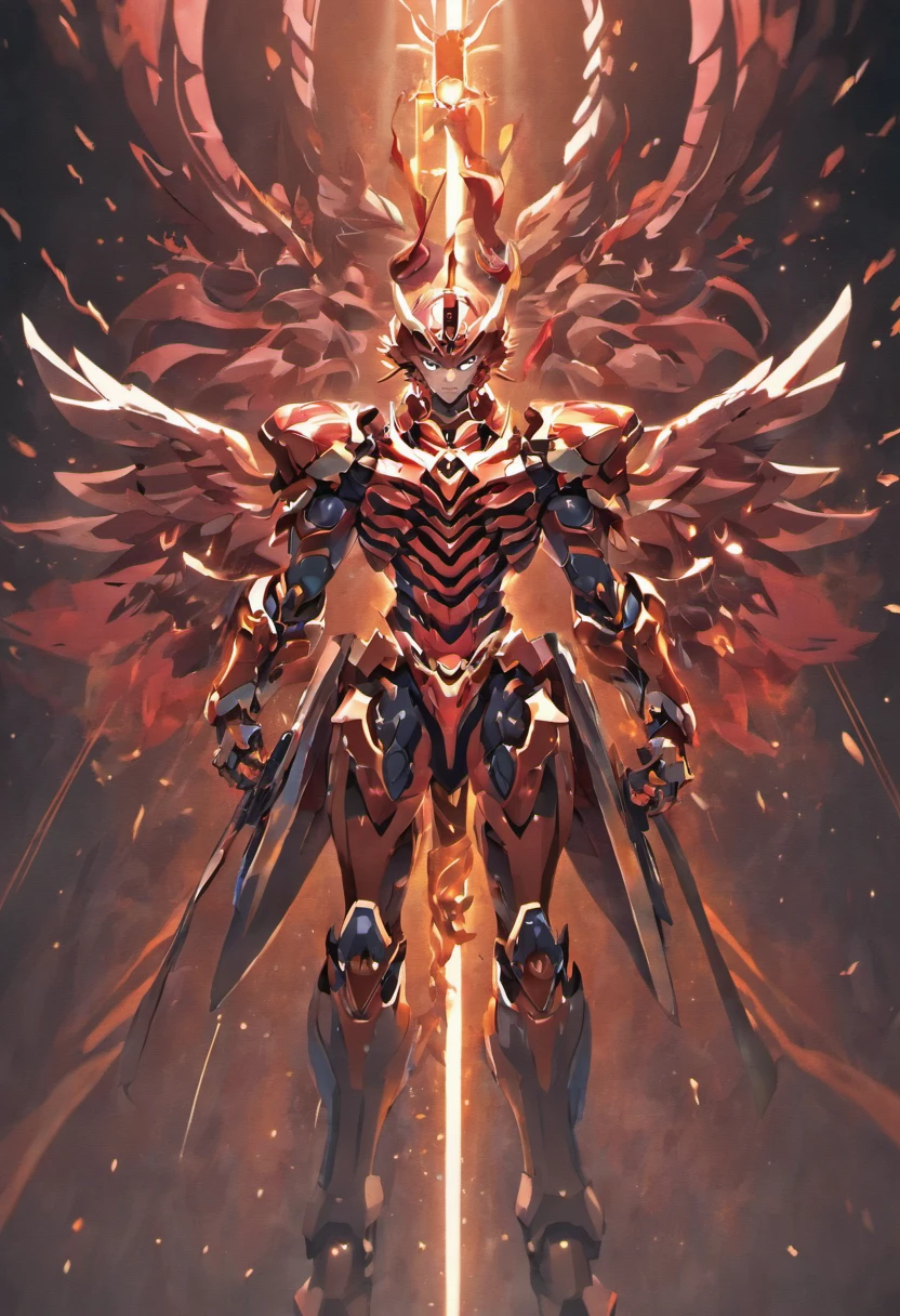 super wide shot, Full body frontal photo, (Masterpiece) , The best quality, High quality, (futurism:1.1), (Dragon-type mech with a sword, Divine, Silver and gold,Close-up of real faces),(A tiger-shaped monster in full armor,Devilish,Black and red,Close-up of real faces,Muscles throughout the body)电影灯光, (Exquisite future), Beautiful and beautiful, Ultra detailed, great composition, Floating, Depth of field, (Very detailed CG,Unity 8k壁纸), (Beautiful detail background), dramatic lights, GOGETTA, Mecha,best qualtiy,超高分辨率,Photorealistic