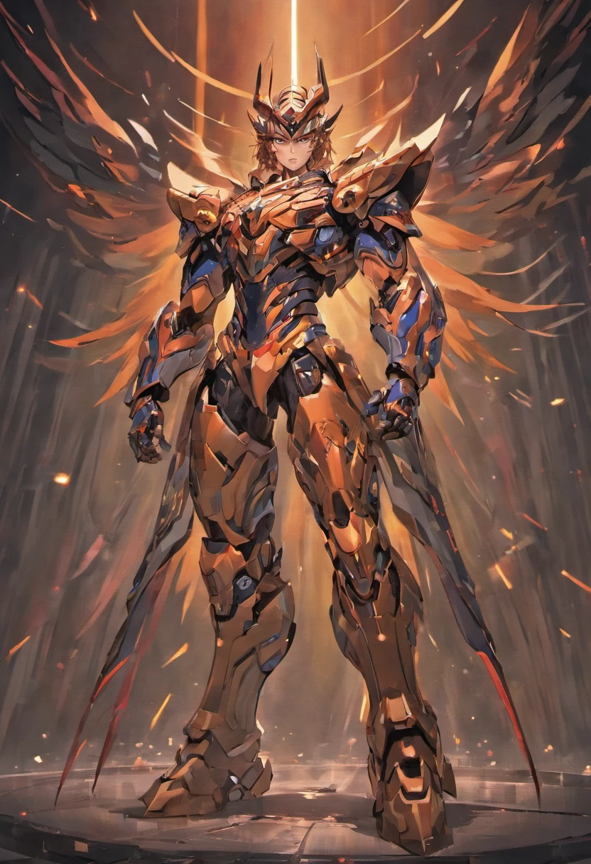 super wide shot, Full body frontal photo, (Masterpiece) , The best quality, High quality, (futurism:1.1), (Dragon-type mech with a sword, Divine, Silver and gold,Close-up of real faces),(A tiger-shaped monster in full armor,Devilish,Black and red,Close-up of real faces,Muscles throughout the body)电影灯光, (Exquisite future), Beautiful and beautiful, Ultra detailed, great composition, Floating, Depth of field, (Very detailed CG,Unity 8k壁纸), (Beautiful detail background), dramatic lights, GOGETTA, Mecha,best qualtiy,超高分辨率,Photorealistic