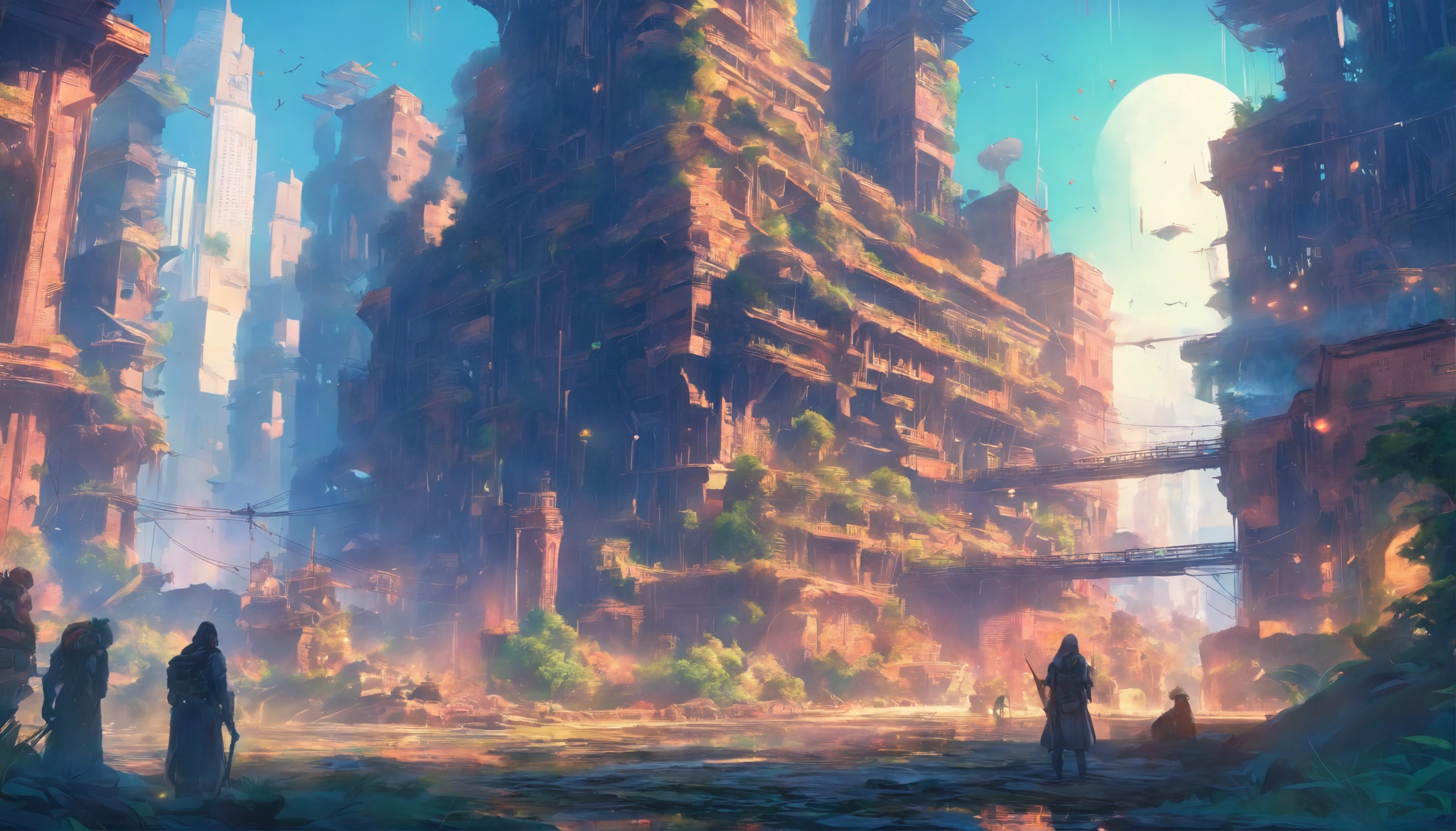 there is a man standing on a large ship in the middle of a river, matte painting of steam machines, scenic dystopian environment, arte conceitual altamente realista, fantastic screenshot art, Paul Lehr e Beeple, 8 k arte conceitual de alto detalhe, dystopian alien landscape, arte conceitual digital de alta qualidade, dystopian landscape, digital concept art of dystopian, arte conceitual altamente detalhada