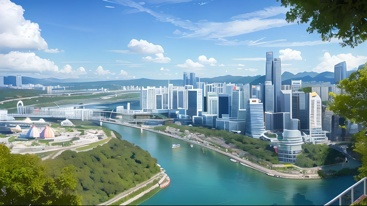 Arafeld cable car，Views of the city and river, 2263539546], 4 0 9 6, 480p, 4 8 0 p, 9gag, tourist destination, singapore, 🪔 🎨;🌞🌄, guangjian, 3945074687, Amazing view