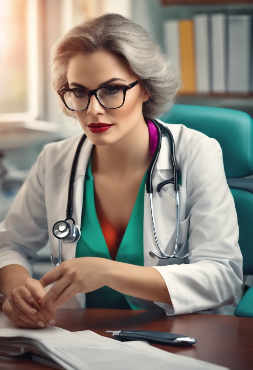 Female doctor wears glasses in the clinic