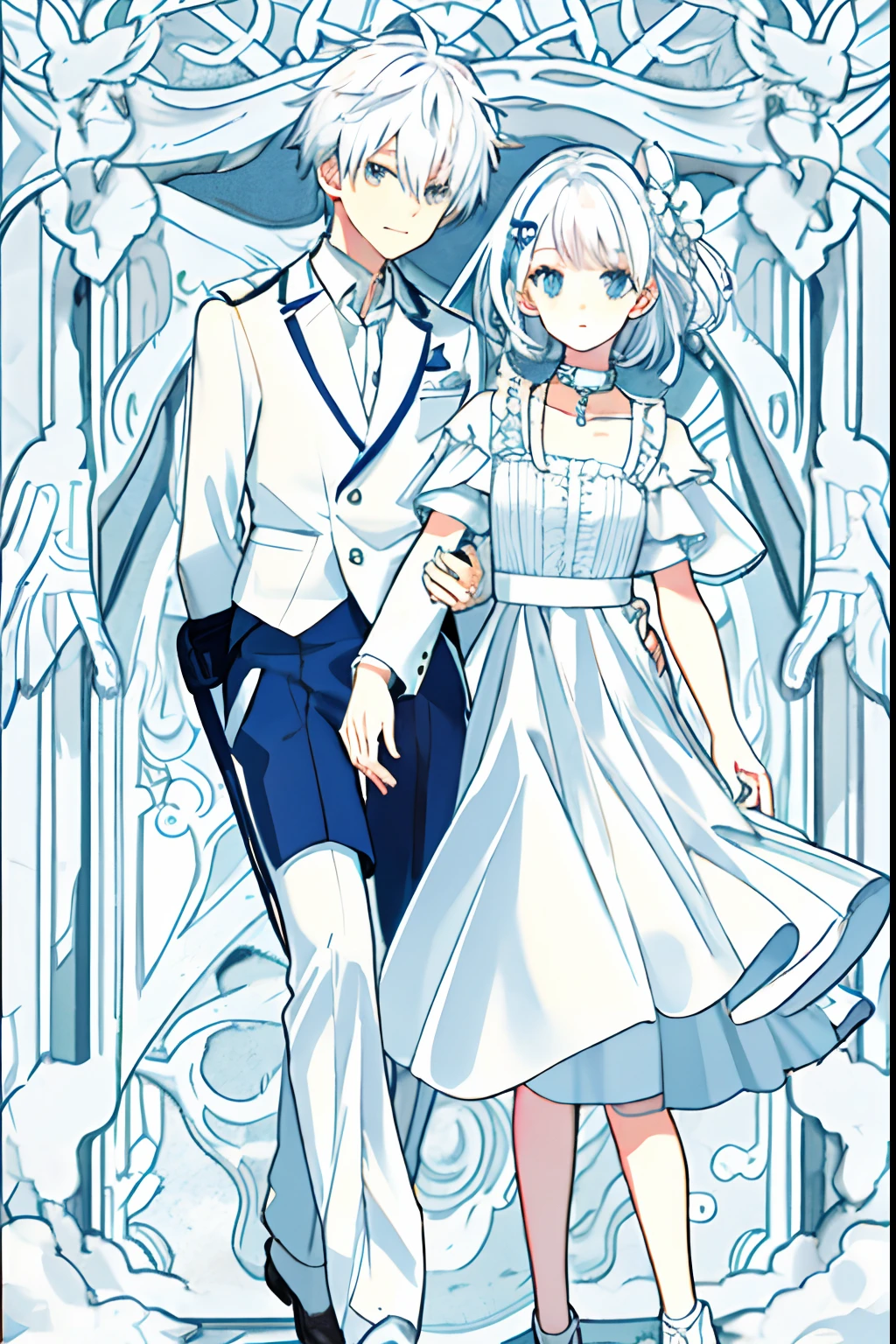 couple,white color hair,Collar