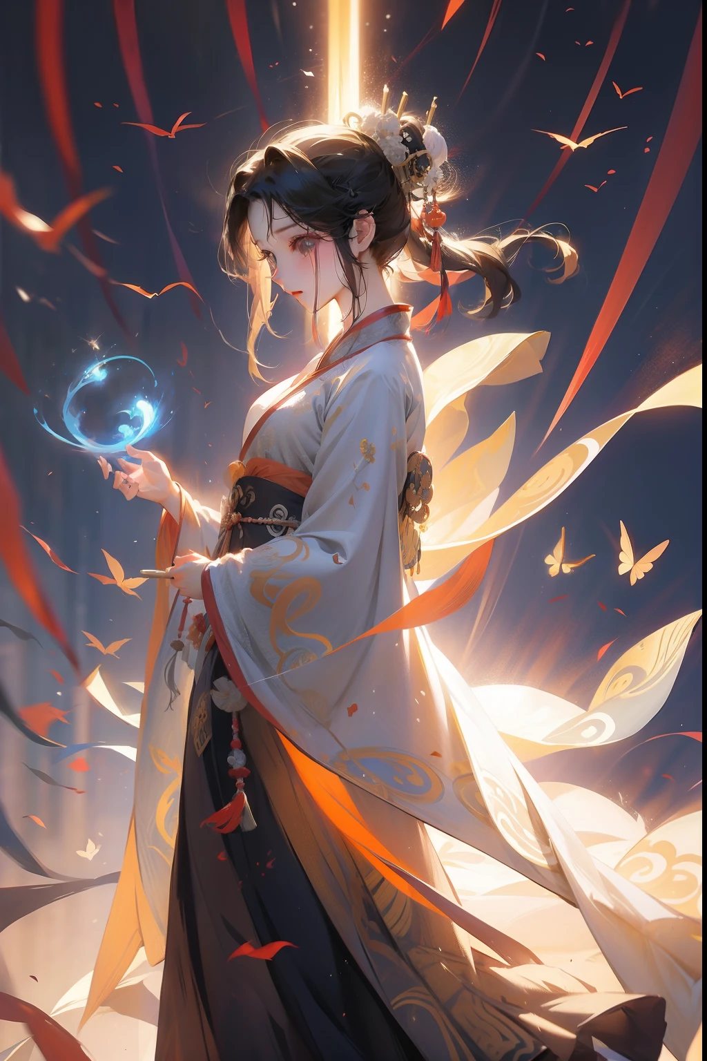 Hanfu,celebration,The heroine stands in the light,Dazzling,There were tears in my eyes