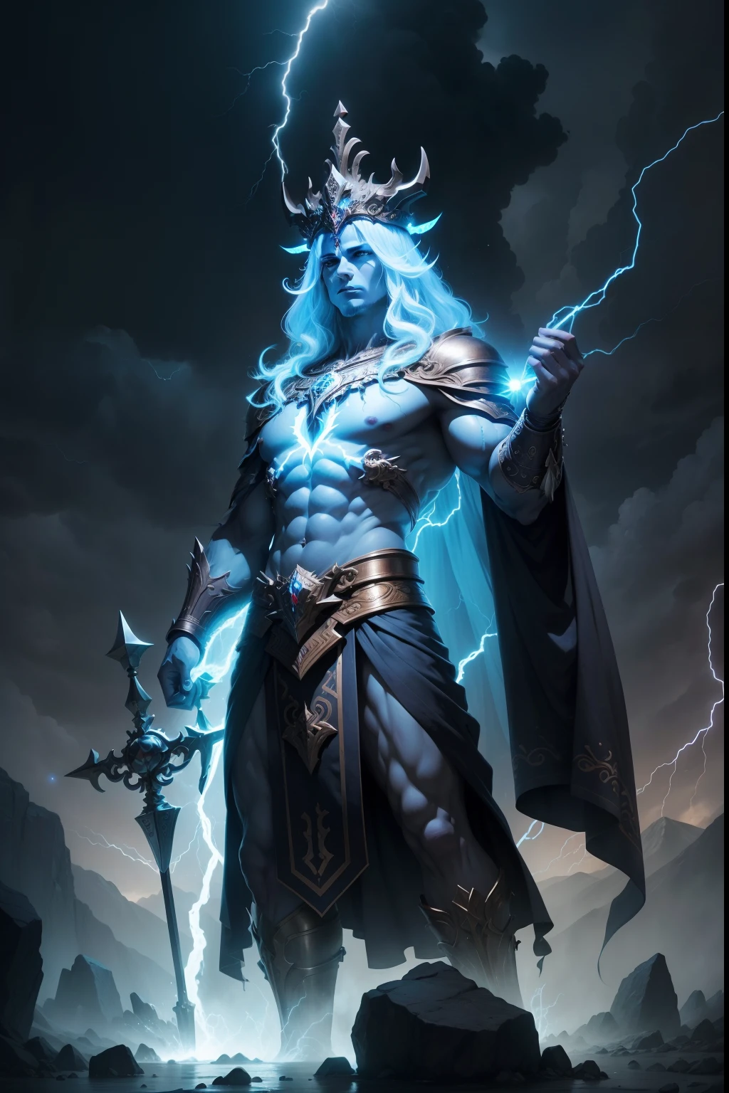 The God Fulgur is honored as the imposing deity of lightning, whose electrical power and lightning resound in the heavens, being worshiped by those who seek their strength and inspiration in the electrical energy and transformation capacity that lightning represents.