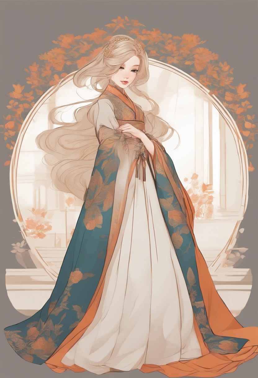 Dutch Mannerism,Chibi,Thick lines,Minimal vector style,Hanfu