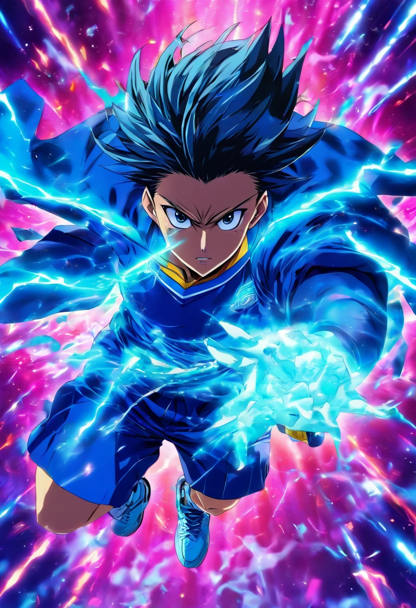 isagi yoichi da serie de anime blue lock, em uma partida de futebol em frente a bachira meguru