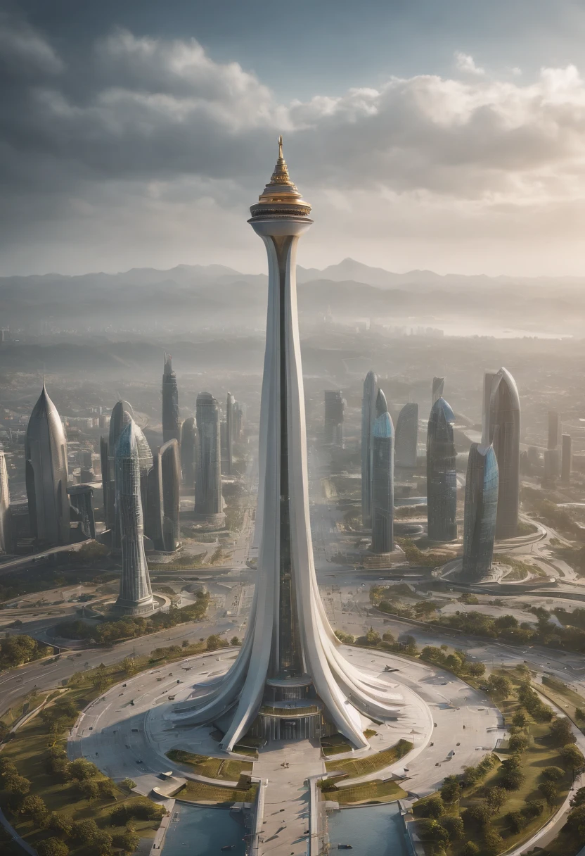 Indonesia monas futuristic city, 8k HDR, unreal engine 5, ultra detailed, cinematic tone, midjourney