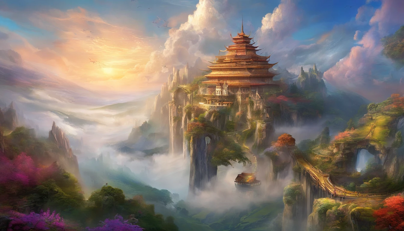 The realm of the sky,Genting Heavenly Palace,Ethereal,A wonderland above the clouds,A palace built on a cloud,A palace floating in the air,There is no mountain support