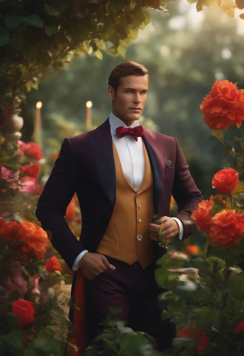 Man of the garden well dressed animated