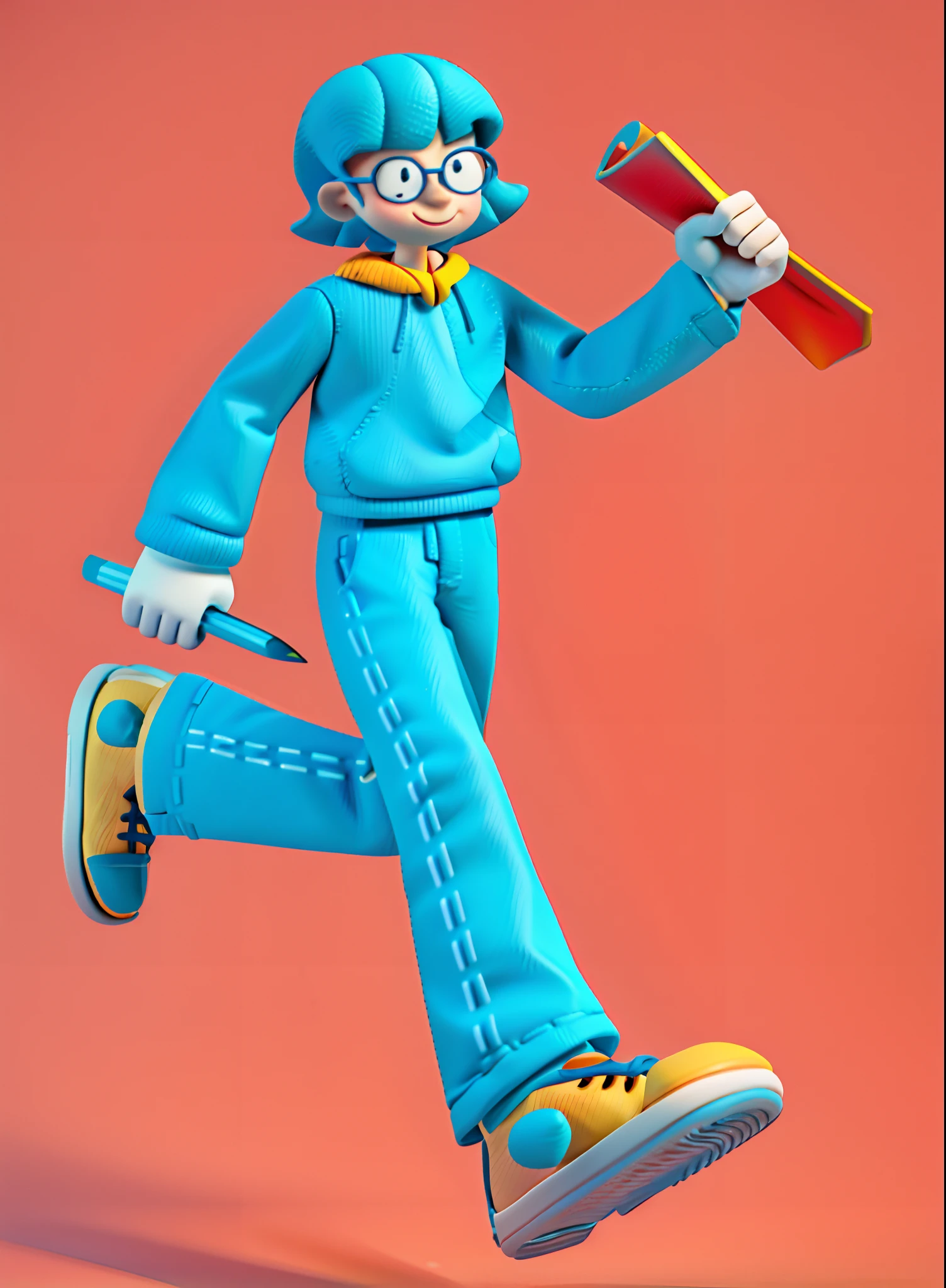 Cartoon illustration of a boy holding a diploma and a thesis, an animated character,3D,Modeling,c4d,blender, illustratio, cartoon character, Cartoon style illustration, Character illustration, full bodyesbian, character artist, a cartoon illustration, rendering, Detailed character design, Full body character design, cartoonish style, detailed character