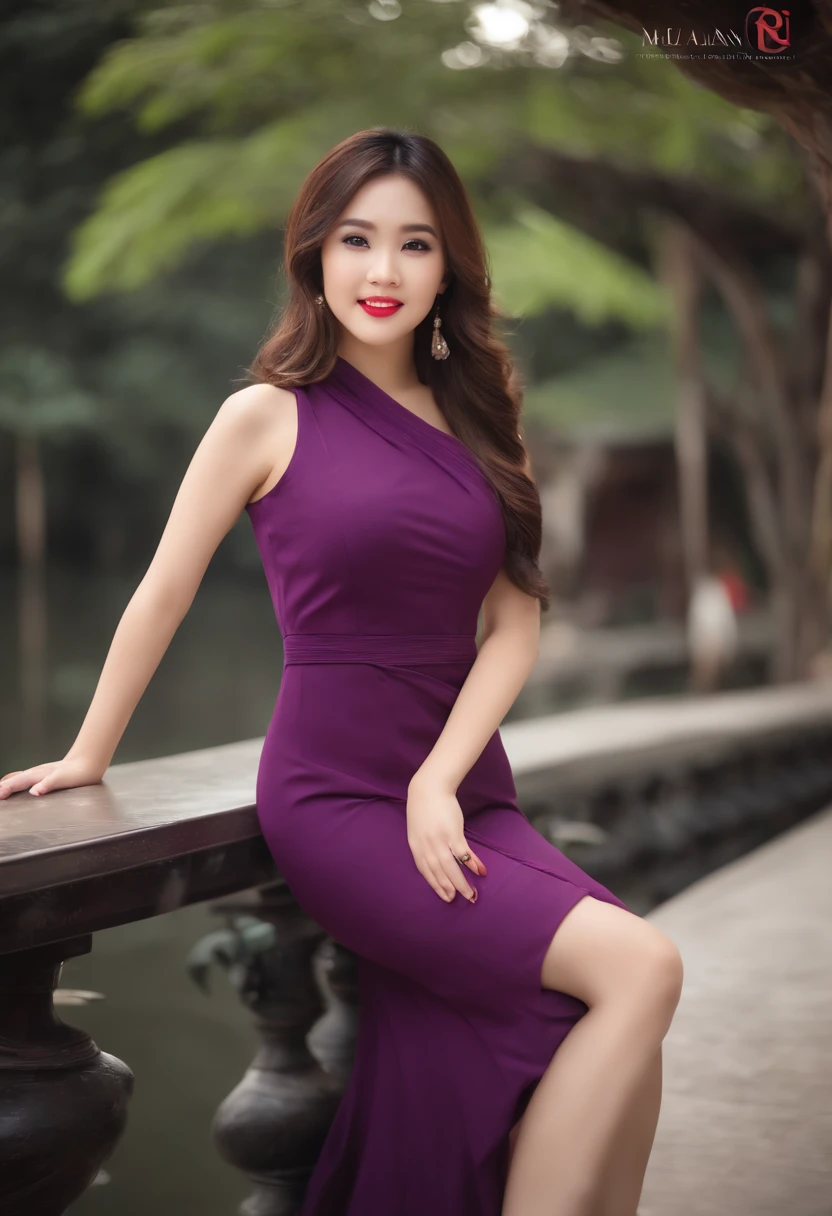 araffe woman in a purple dress, thai girl, cute elegant pose, dang my linh, purple dress, purple outfit, ao dai, in style of lam manh, ruan cute vtuber, young and cute girl, sakimichan, lovely woman, vietnamese woman, mai anh tran, a cute young woman, spread legs, panties line, camel toe