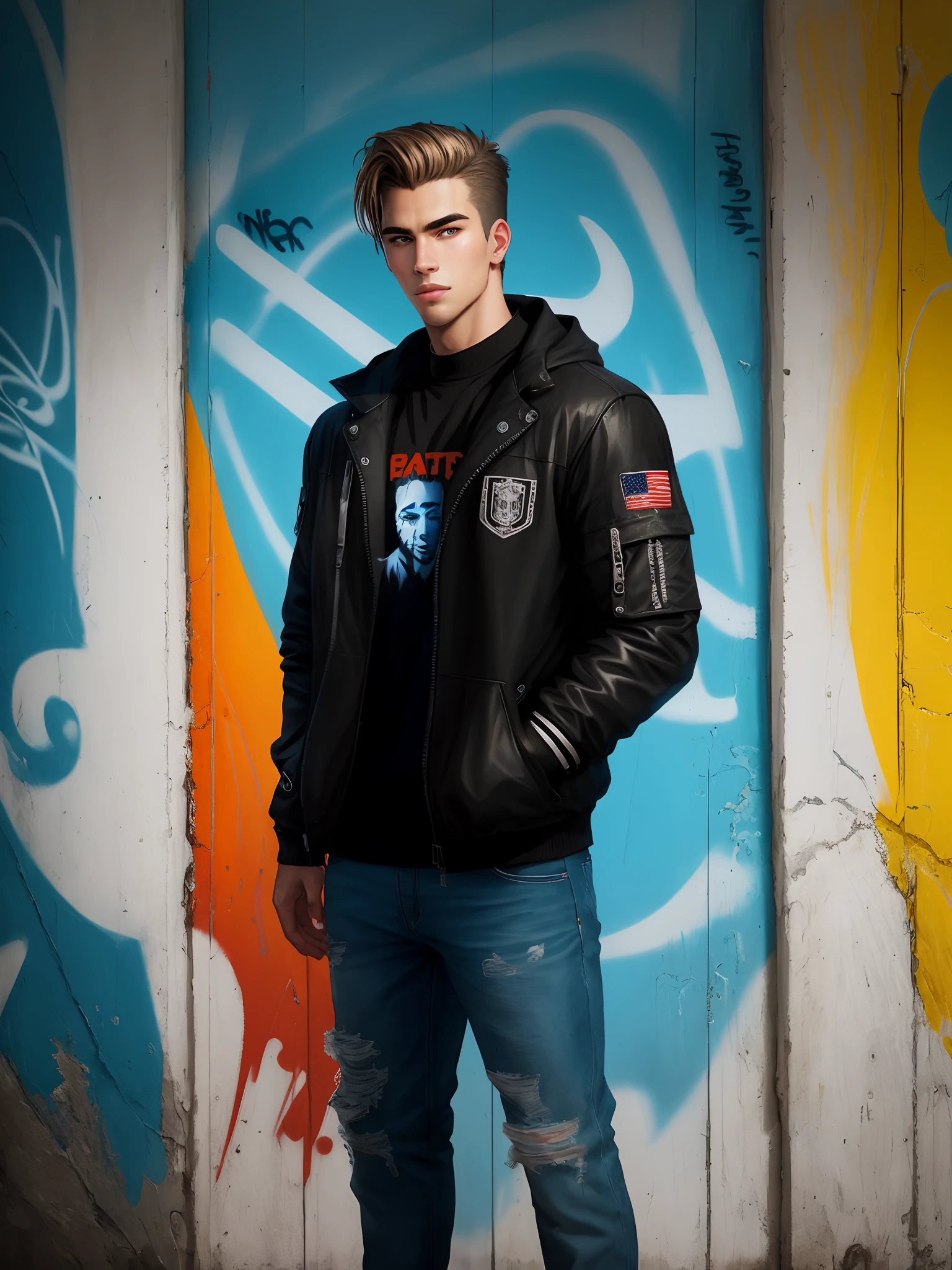 American handsome boy graffiti spectrum art avatar