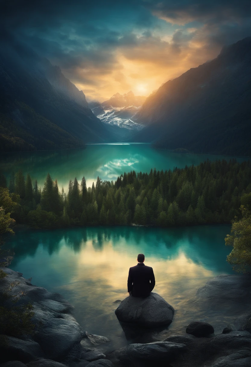Ebook cover, Someone in the middle of water, uneasy, Hydes Definition, Defined Details, Shadows that cause fear in people, As a projection of one's own concerns, Anxiety about the future.