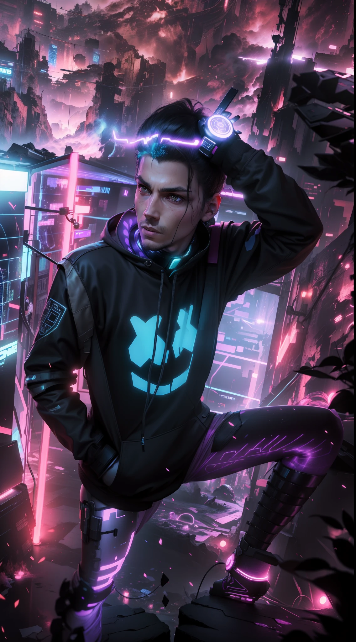 change background and glowing with 8k resolution fassionabal cyberpunk