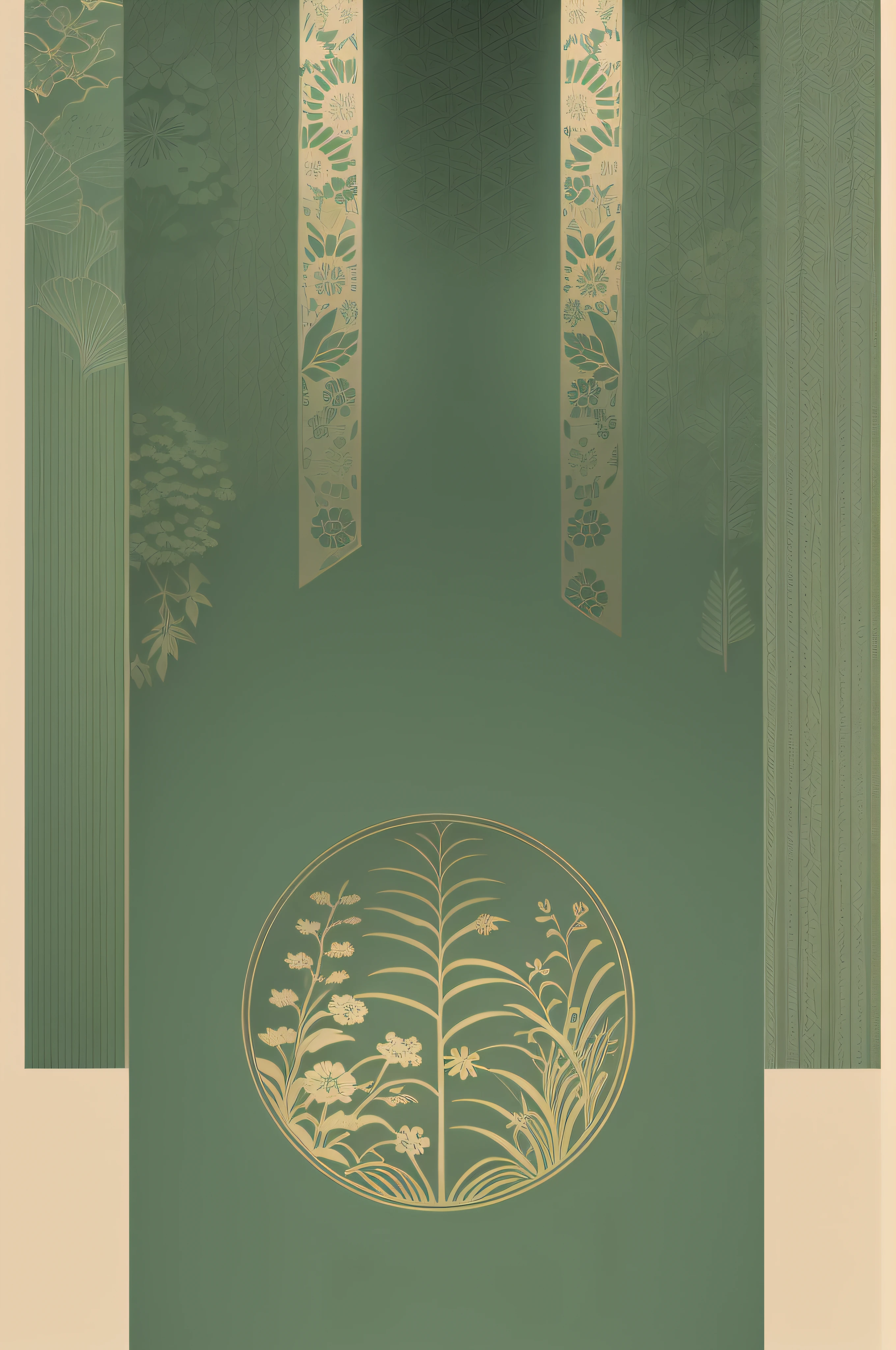 background-image planar 2D Japanese pattern A Japanese style a plant silhuette naturey Sparrow line-drawing illustratio (Negative Prompt Human)