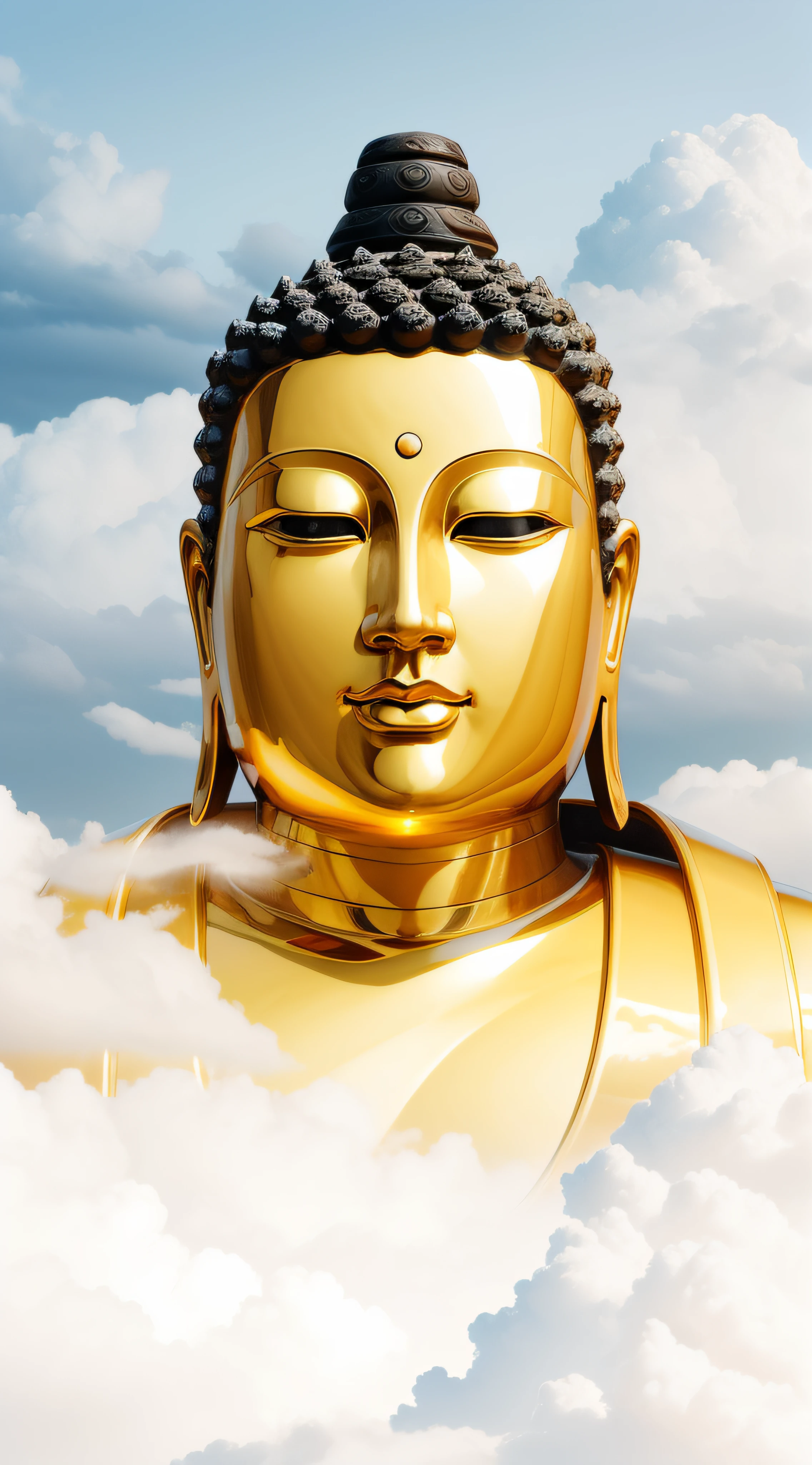 with blue sky and white clouds,There is brilliant sunshine, a Buddhist Buddha, Buddhist, Buddha, beautiful gold saint, A male god ,Powerful male god,Golden face,Golden skin,Buddhism, background-image, enlightening, Cloud, Enlightened, Beautiful image, samsara, Spiritual enlightenment, Asian, leaked image, portrait of a heavenly god, Mist, Temple background, 4096,author:David Burton-Richardson, attractive male deity, On the road to enlightenment,inspired by Chen Jiru, inspired by Tawaraya Sōtatsu, inspired by Ma Quan, inspired by Kaigetsudō Anchi, God Lisa Hannigan, Inspired by Yang Buzhi, Jaya Sulberg, inspired by Kaigetsudō Ando,8K quality,Master handwriting,hyper HD,Ebony Gold AI masterpiece, Best quality, High quality, high resolution, (((Beautiful detailed sky))), magnifica, cottage, Grand(Magnificent, splendid), sight(View), Spectacular spectacle, k hd, ((Best shadow)), Realistic, Nature, scenery, Cloud, Mountain, Grass, Rock music, hill, cliff, tree, pedestrian walkway, background only, nigh sky, Moonlight, ((Ultra-detailed)), (Best Illustration), ((An extremely delicate and beautiful)), Dynamic Angle, River, trail, bench, Highest quality image quality, Quiet,