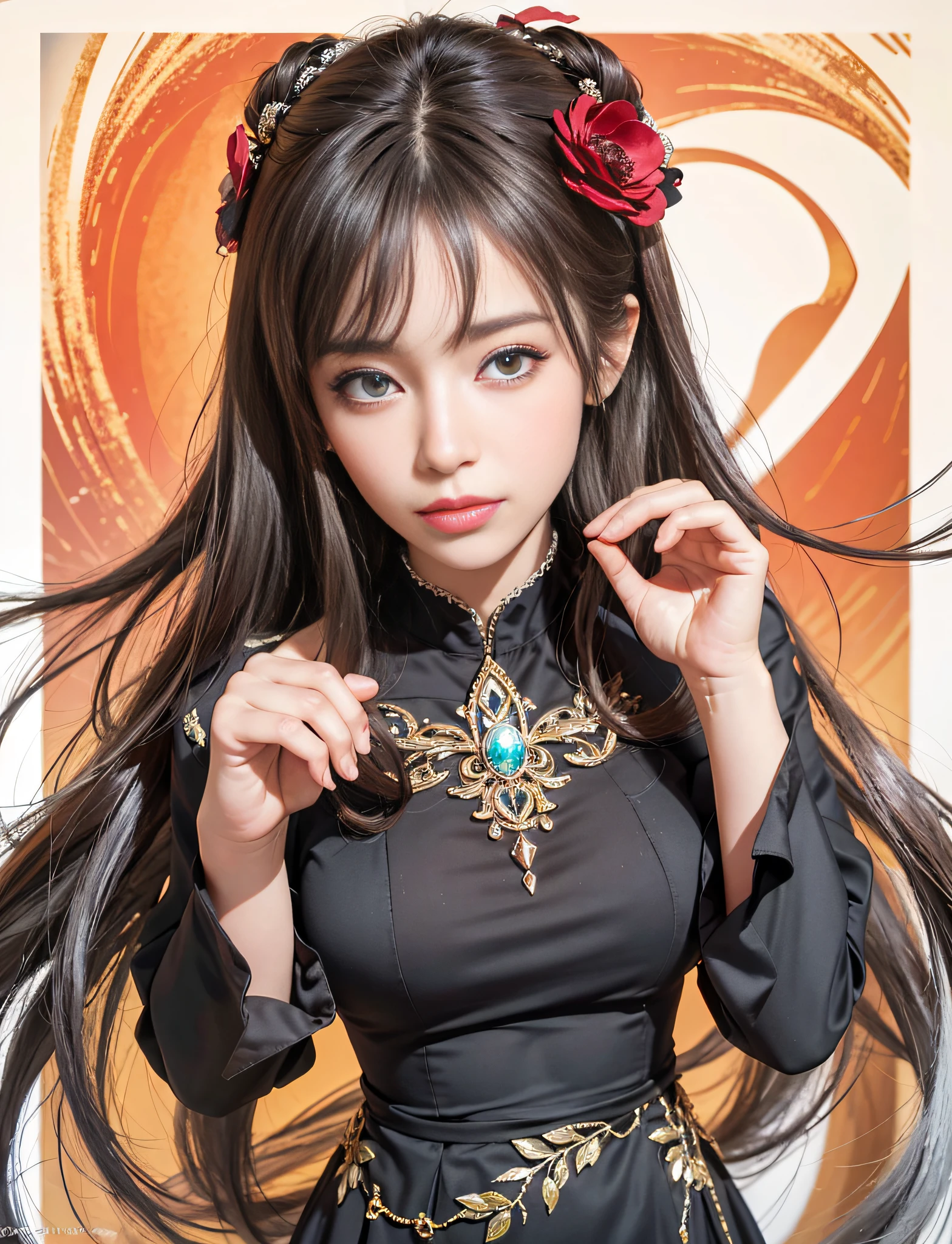 Best quality,Masterpiece,A high resolution,best qualtiy,(Photorealistic:1.4),the wallpaper,1girll,Classroom,Blush,A detailed的脸,Super realistic, A detailed, photoshoot, Realistic face and body, photo-realistic hair, photorealistic eye,realistic nose,realistic lips,sleek,Dark hair,Red eyes,Beautiful eyes,8K,slenderness,Dynamic light and shadow,The eyes are delicate,Sharp pupils,pupil realistic,