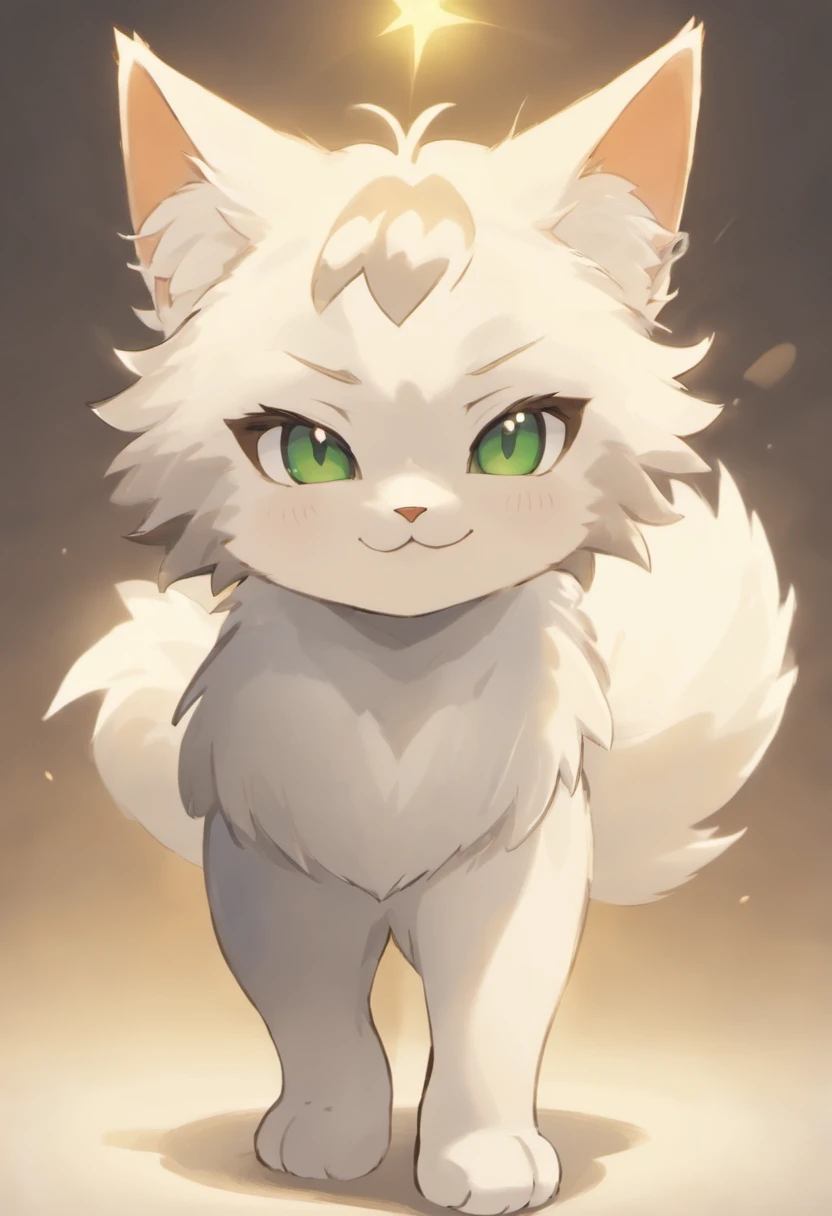 hairy pubic,looking toward the viewer, A turtle,mammal, grey tabby cat, Solo, White body, White fur, Clothing,Wear a plain white short-sleeved T-shirt,White shorts , anthro, tuft, Ambiguous gender, Detailed background, wears, inner ear fluff, Black nose, Nature, Beautiful and good-looking green eyes,Fluffy tail,Cute cat's paw,Young,Petite and cute emphasis,Walking posture,Detailed characters,A smile on his face(1.2),balding,the night,borgar(1.1)。Solo furry,White fur,hyper cute face,Glowing T-shirt,Beautiful lights and shadows,ambient lights,Ultra-fine fur,volumettic light