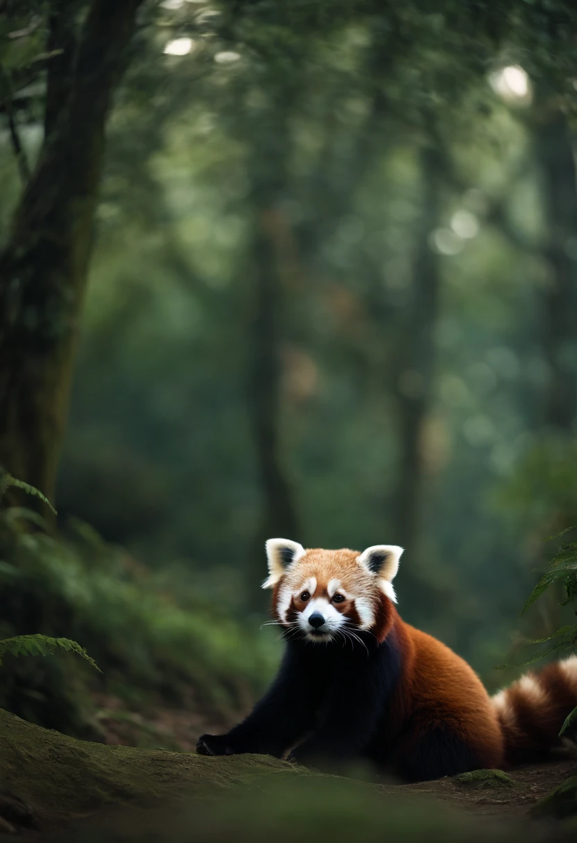 Compose a captivating and realistic photograph that blends the traditional beauty of a Malay girl in a hijab with the enchantment of a fantasy world. Transport your subject and the giant red panda into a magical realm filled with lush, otherworldly landscapes, surreal creatures, and vibrant colors. Create a scene that conveys a sense of wonder and harmony between the girl and her fantastical companion, evoking the idea of a unique and heartwarming connection between two worlds