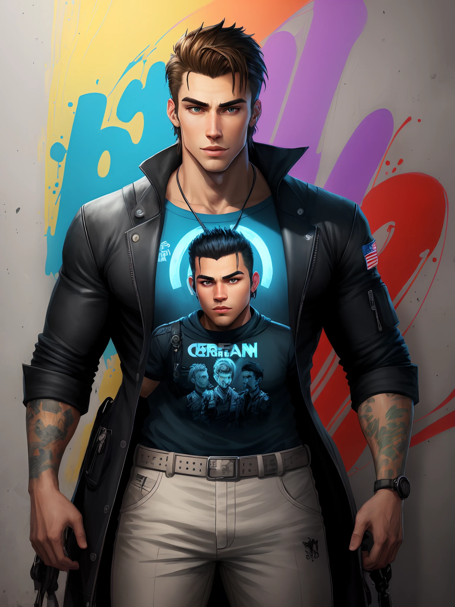 American handsome boy graffiti spectrum art avatar
