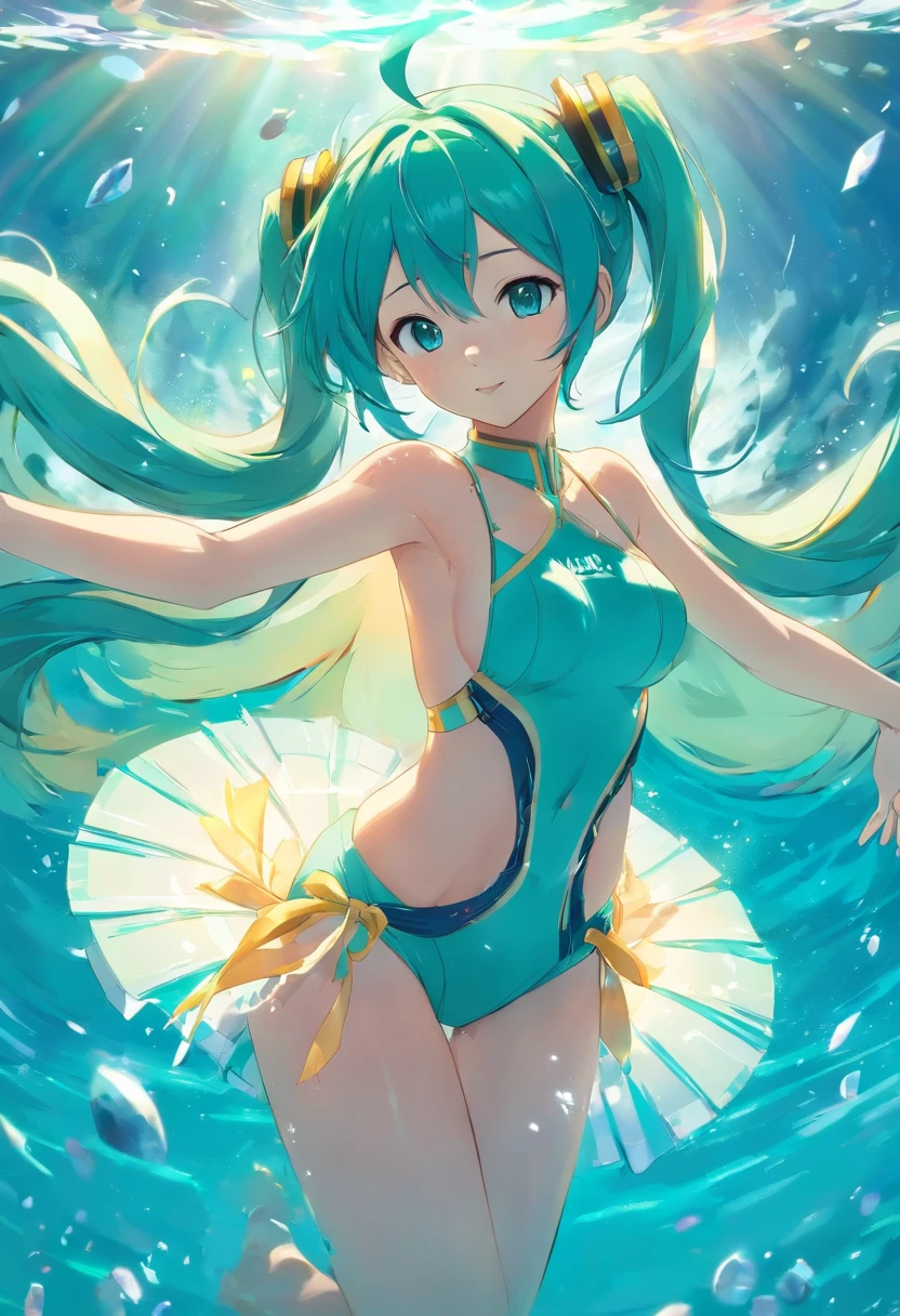 Big breasts Hatsune Miku,swim wears,enchanted,quadratic element