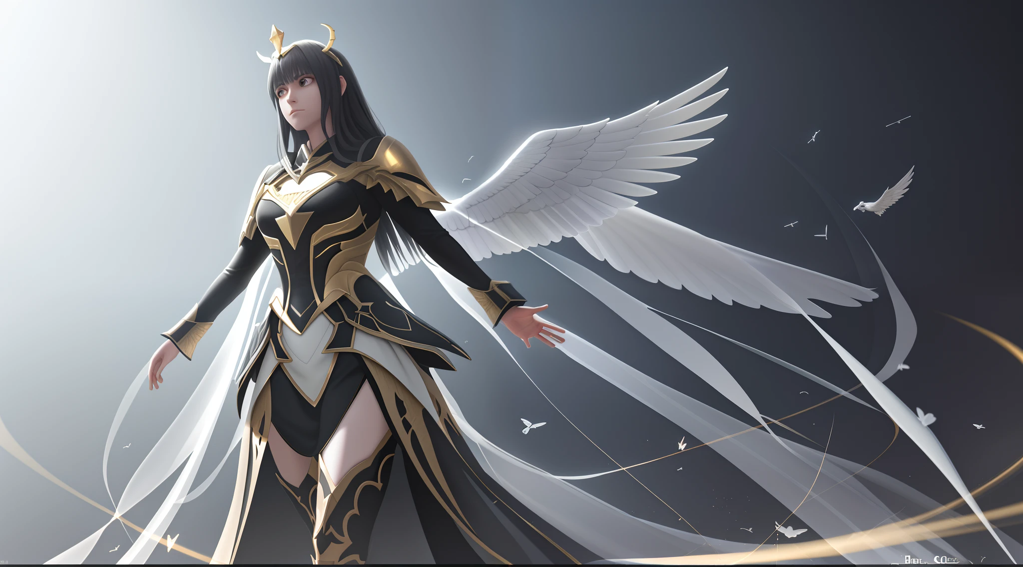 Divine six-winged archangel,Long dark gray hair,Loose hair,male people,White and gold wings,Float in the divine light,Hypocritical expressions,Art that doesn't exist,Correct ray casting,Correct shadows,Multi-layered,Super clear,8K分辨率,Precise details,Masterpiece, Extremely detailed ,CG,8K wallpaper, Amazing, Masterpiece,Best quality,Ultra detail,best qualtiy,Multi-layered,Correct ray casting,Shadow detail,Ultra-clear,Authentic textures,Volumetriclighting,rendering by octane,clear outfit design,adorned in majestic attire,Ray traching,NVIDIA RTX,Unreal 5, sub surface scattering,PBR textures,Anisotropic filtering, MAXIMUM DEFINITION,Many-Layer Textures,Albedo e mapas Speculares, Surface coloring,Accurate simulation of light-material interactions,perfectly proportions